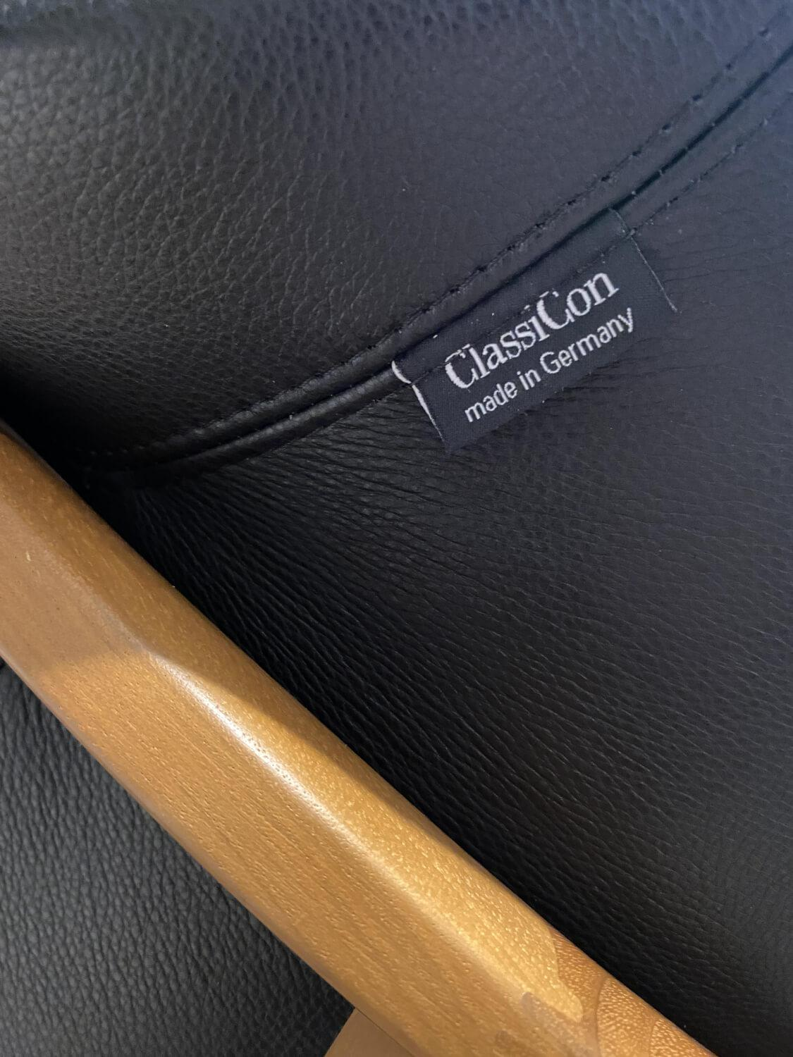 Sessel Sedan Lounge Bezug Leder Classic Schwarz Gestell Nussbaum