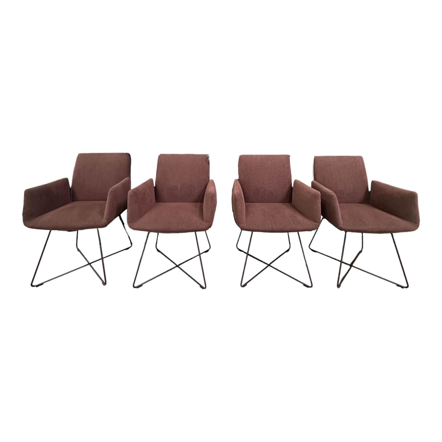 COR - 4er Set Stuhl Jalis 541 Stoff 10125 Bordeaux Rot Drahtgestell Lack RAL 010 20 10 Wengenschwarz Mit Filzgleiter - 1