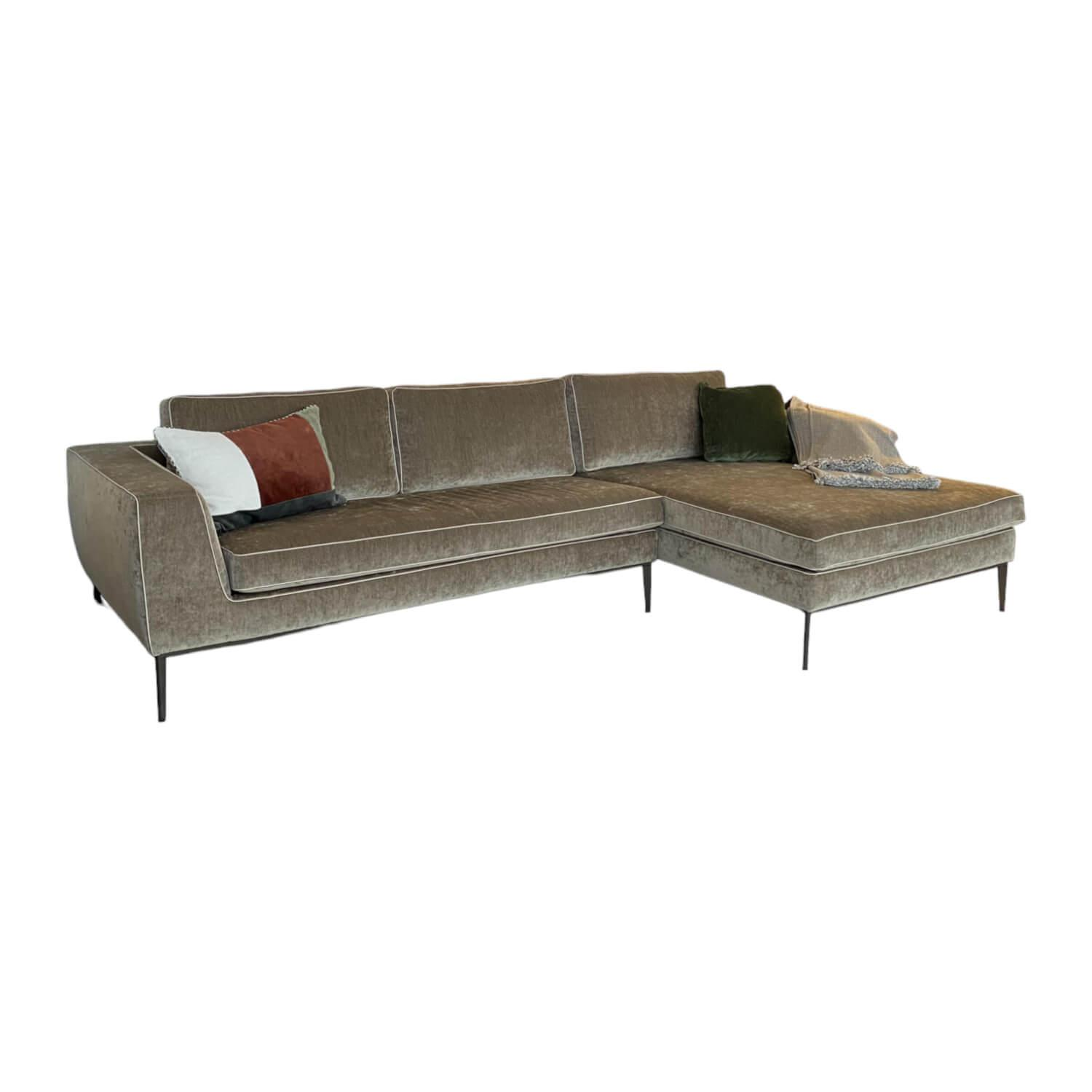 Christine Kröncke - Corner sofa Lord Cover fabric Eloy 1-1283-020 Fango light brown Frame metal smoke brown - 1