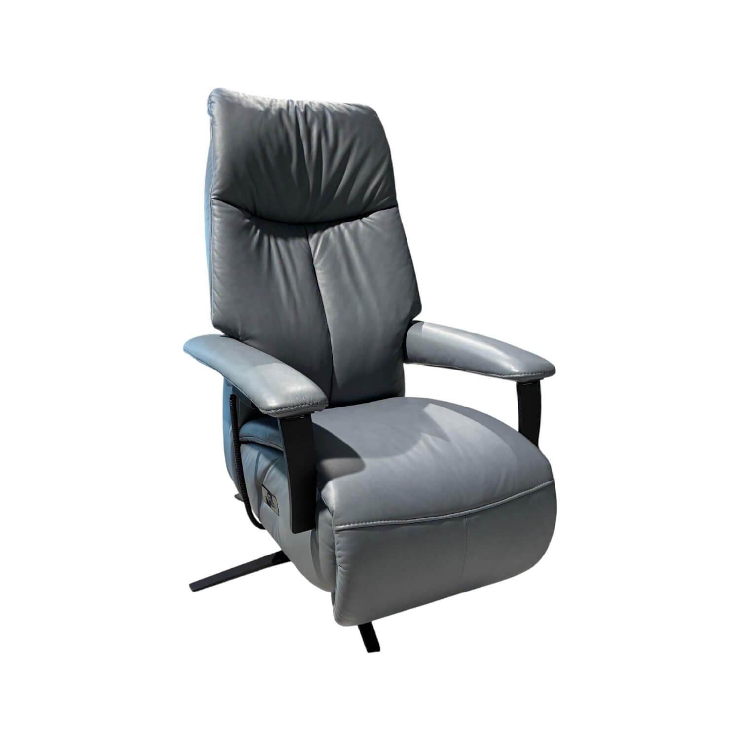 himolla - Relaxsessel 4561 Leder Longlife 24 Aqua Grau Blau Sternfuß Anthrazit Pulverbeschichtet - 1