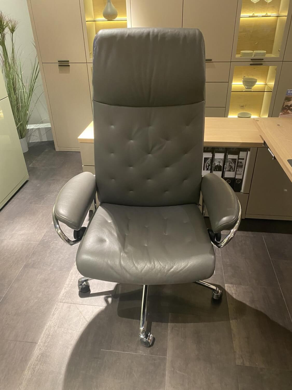 Stressless - Bürosessel Metro High back Leder Paloma Metal Grey Gestell Chrom - 2