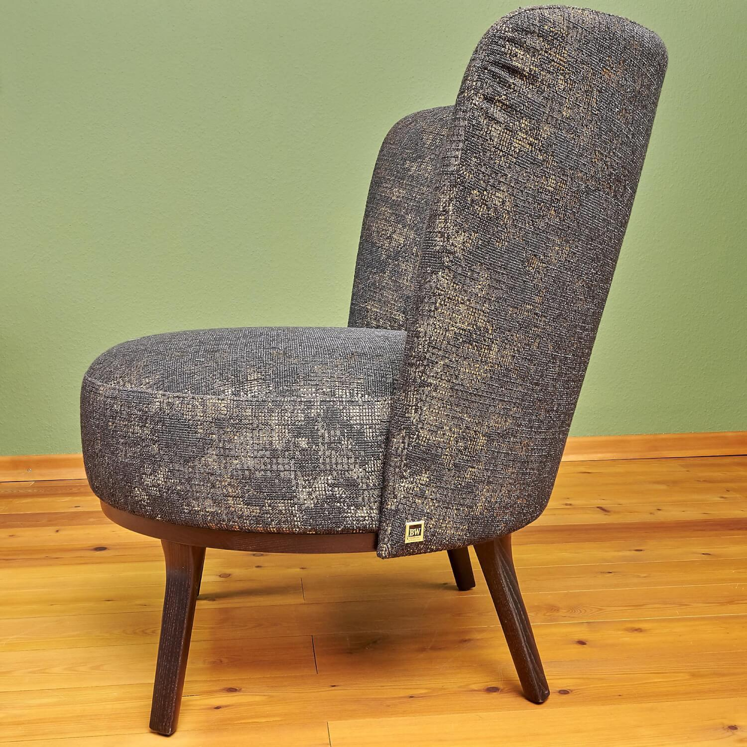 Bielefelder Werkstätten - Sessel Polo Cocktail Stoff JAB Citrin Grau Gold Gestell Esche Schwarz Gebeizt - 3