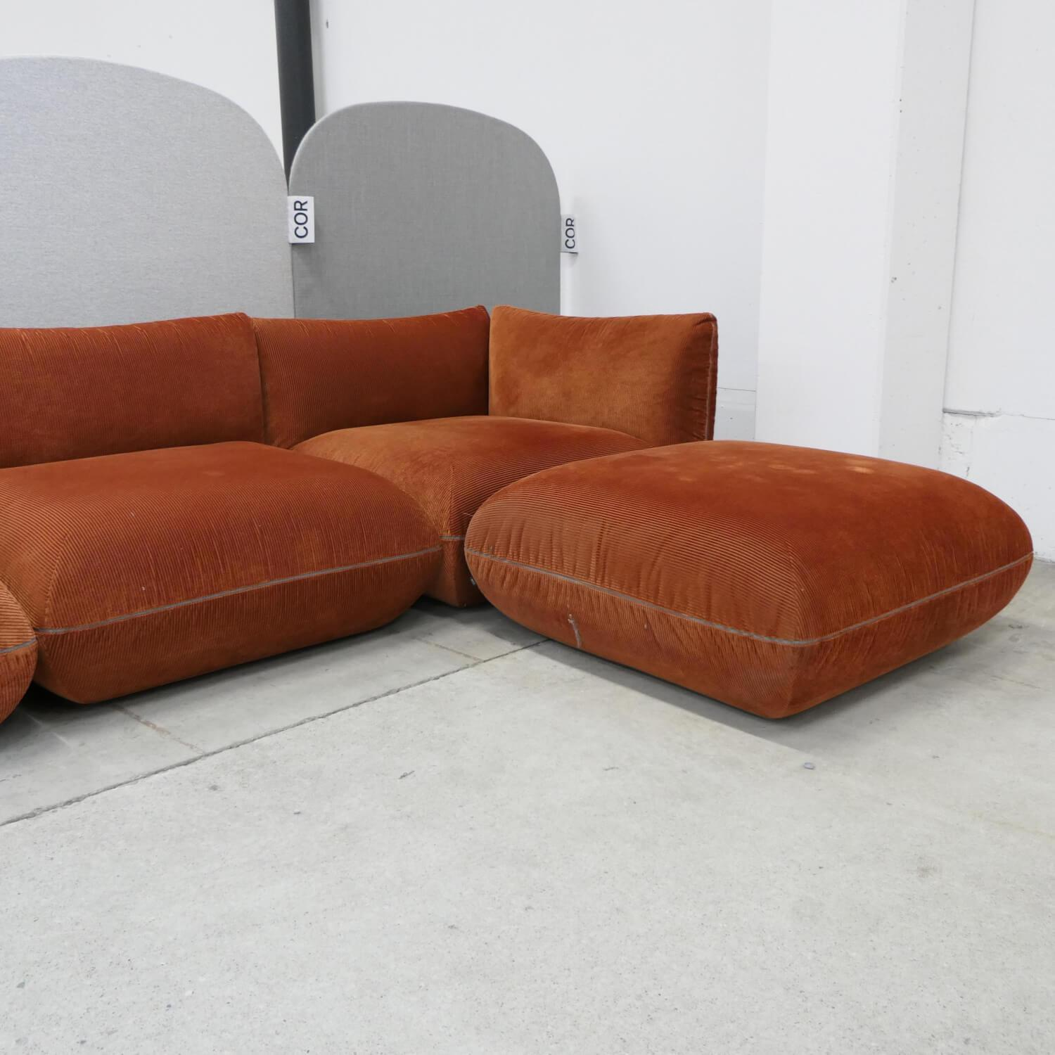 COR - Sofa Jalis 21 Stoff 9072 Kürbis Orange Rot Nahtband 5091 Mittelgrau - 8