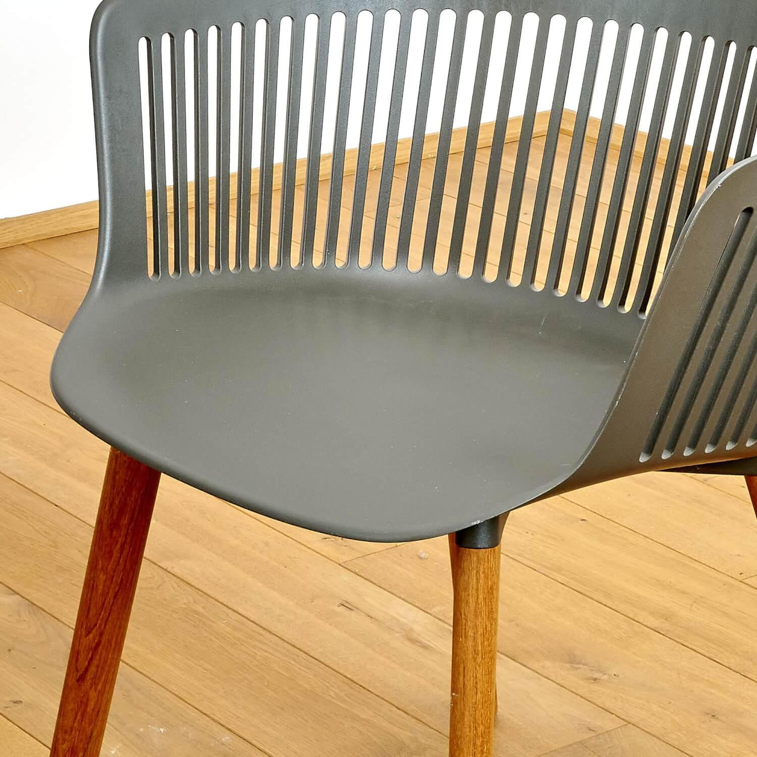 DEDON - Set of 2 armchairs Aiir plastic pepper gray feet teak - 7