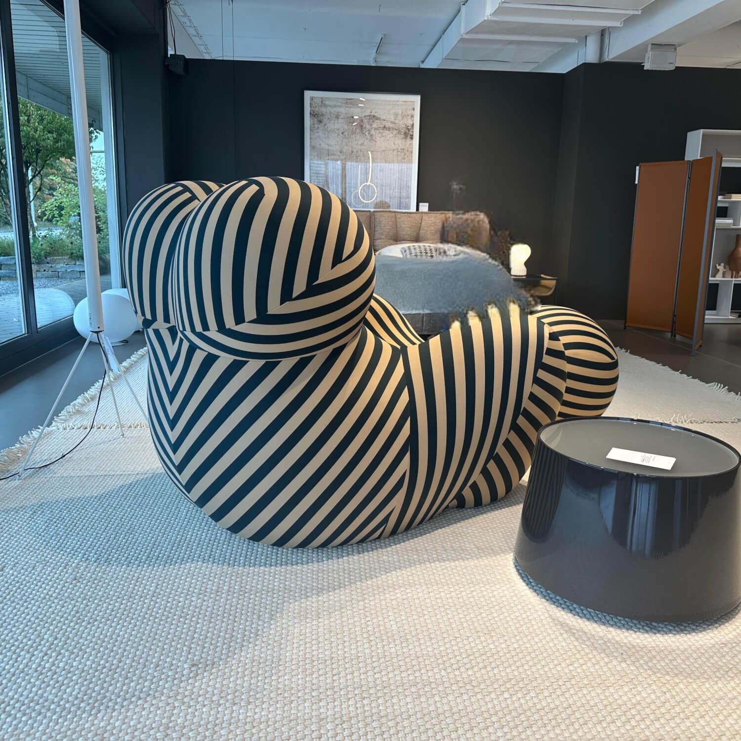 B&B Italia - Sessel UP 50 Stoff 140 Soara Gestreift Beige Und Petrolblau Blau Inklusive Hocker - 5