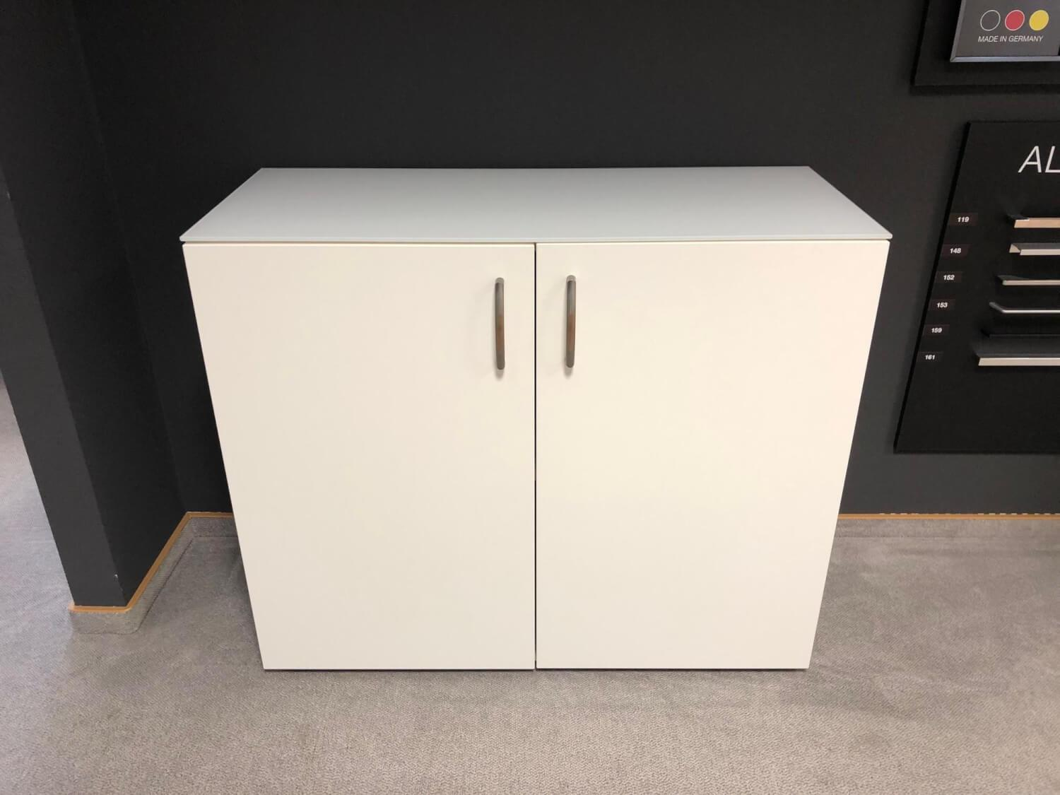 Nolte - Kommode Basic Dekor Weiß Matt Metallgriffe Abdeckplatte Glas Weiß - 4