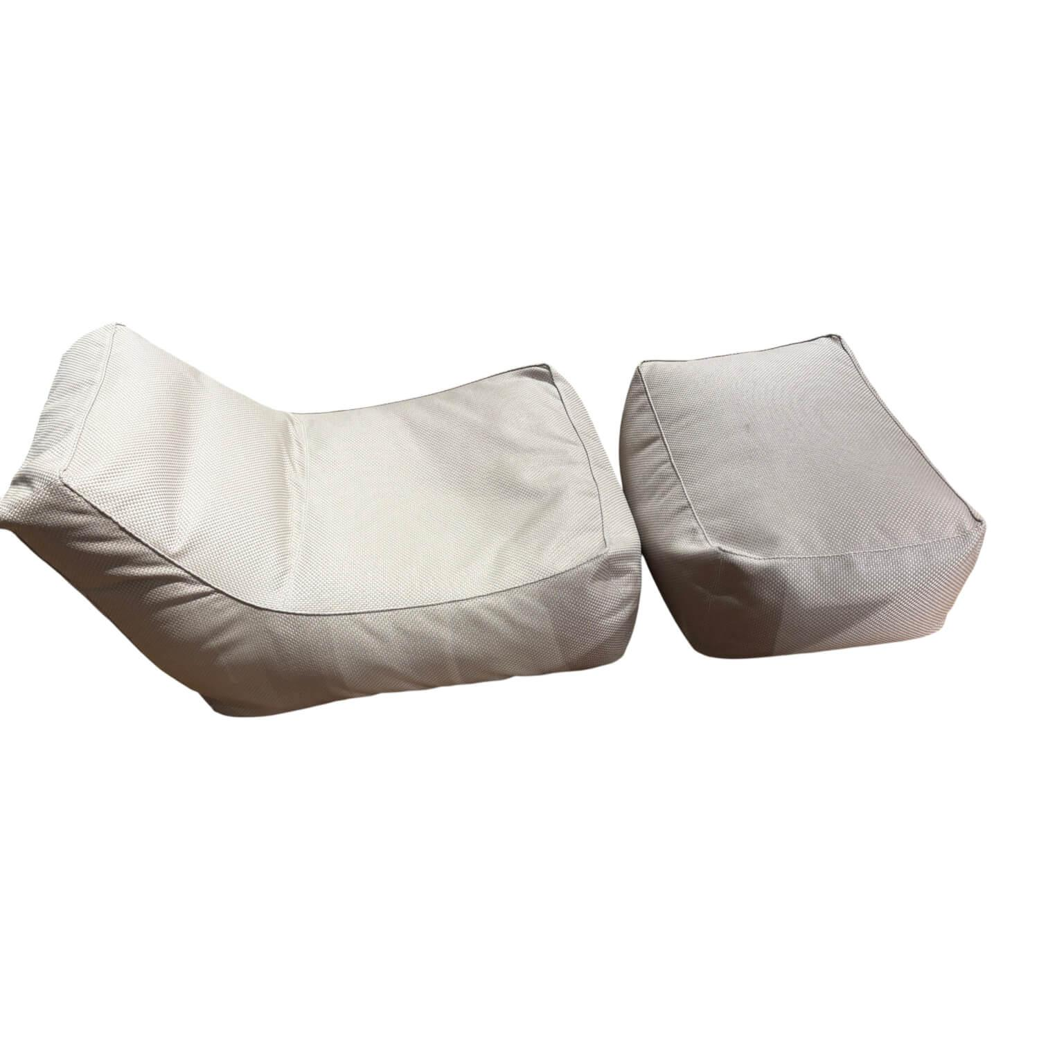 Verzelloni - Sessel Zoe Stoff Strauss 10082 Corda Beige mit Pouf - 1