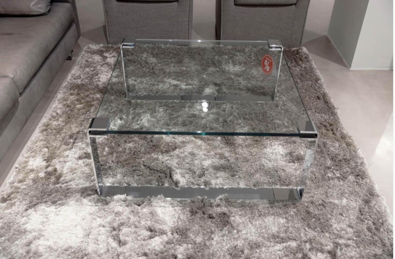 Draenert - Clubtisch Klassik Platte Klarglas Kufen Hochglanz-Chrom - 2