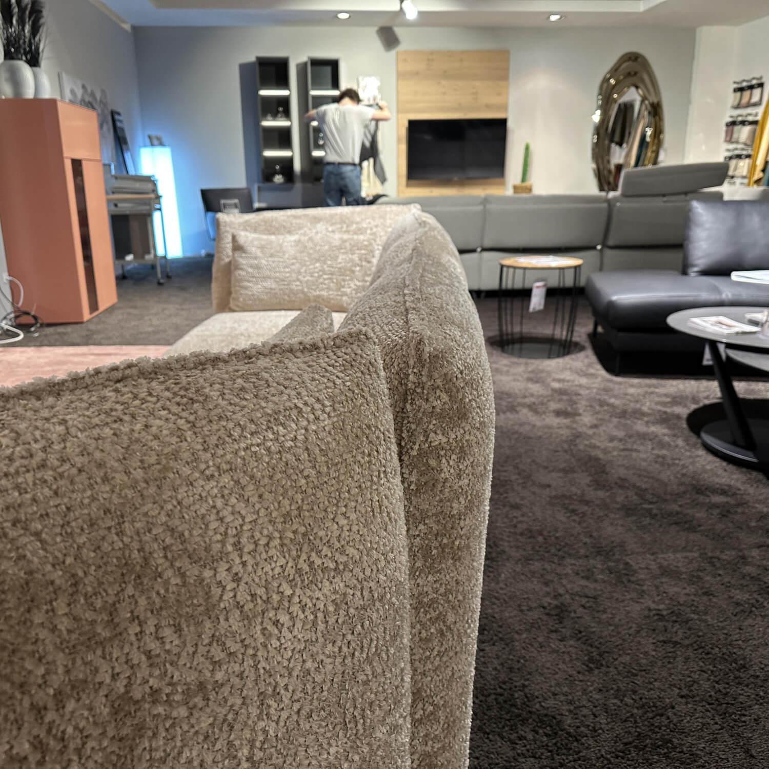 Contur - Trapezsofa Motone Stoff Lyon 170 Beige Füße Kunststoff Schwarz Mit Verstellung Inklusive Kissen - 5