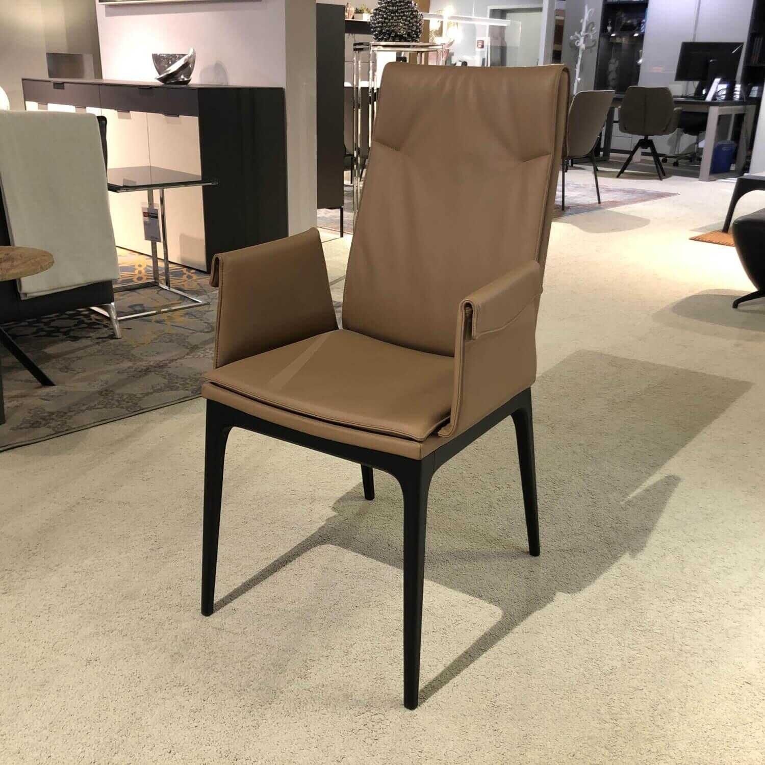 Cattelan Italia - 6er-Set Stuhl Sofia Leder 981 Biscotto Beige Füße Holz Schwarz Lackiert - 3