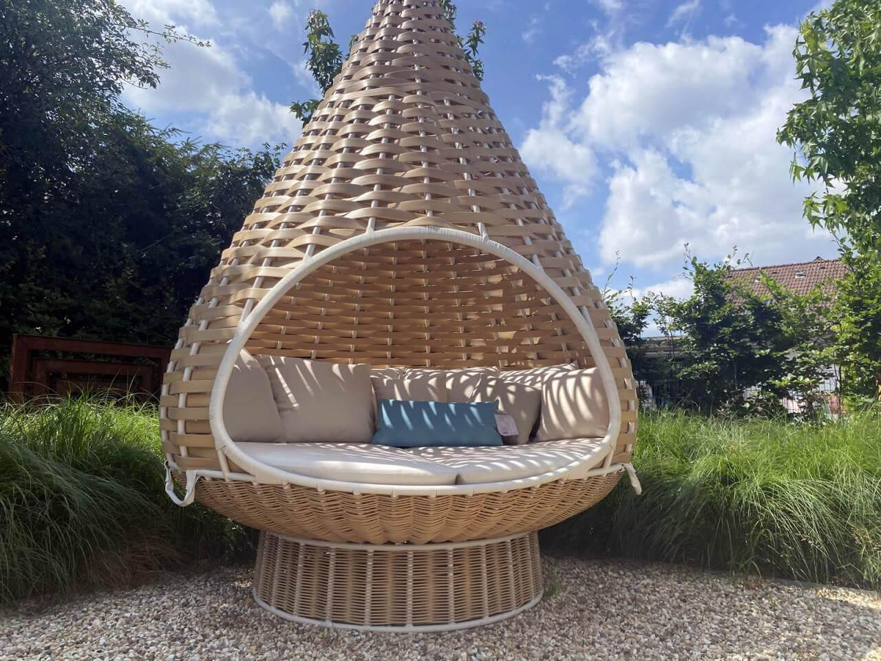 DEDON - Gartenlounger Nestrest Faser Geflochten Natural Beige Braun Inklusive Kissen - 4