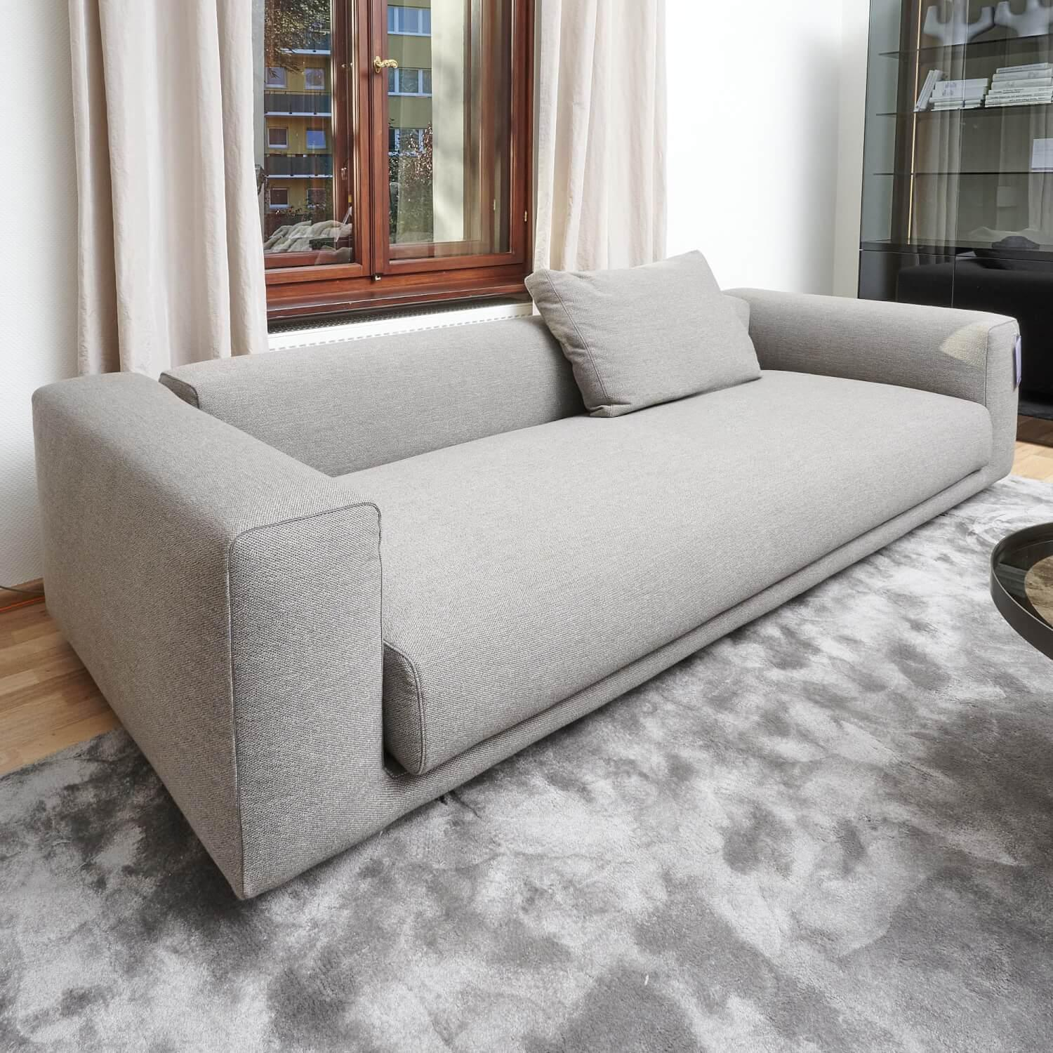 COR - Sofa Moss Stoff 8079 Aschgrau Grau Paspel 16 Dunkelgrau Füße Verchromt Mit 2 Rückenkissen - 9