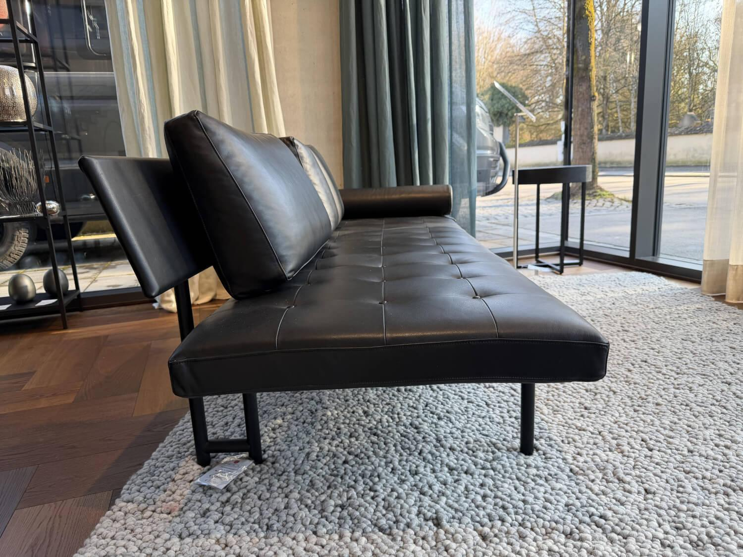 IP Design - Liege Campus De Luxe Leder IP Space Schwarz Gestell Metall Schwarz Mit Abklappbarem Rückenteil - 2