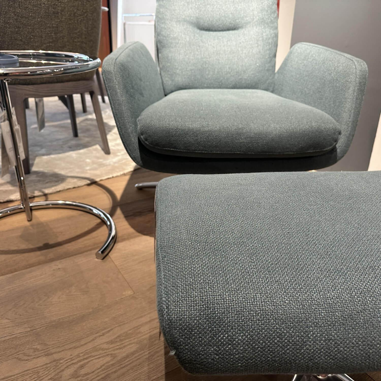 COR - Drehsessel Cordia 15122 Stoff 8310 Aquablau Gestell Aluminium Poliert Inklusive Hocker - 4