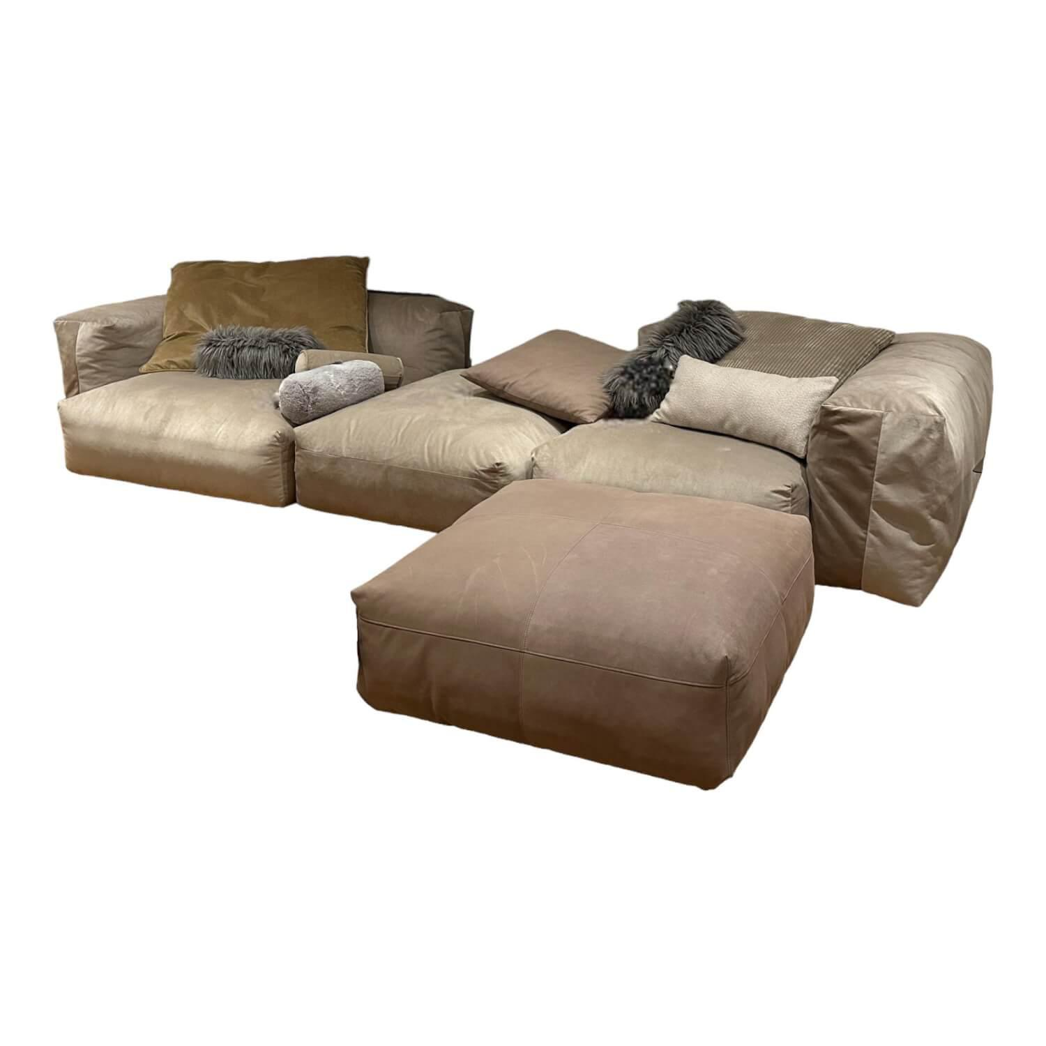 vetsak - Sofa Bezug Stoff Stone Braun Grau Inklusive Hocker Bezug Leder Stone - 1