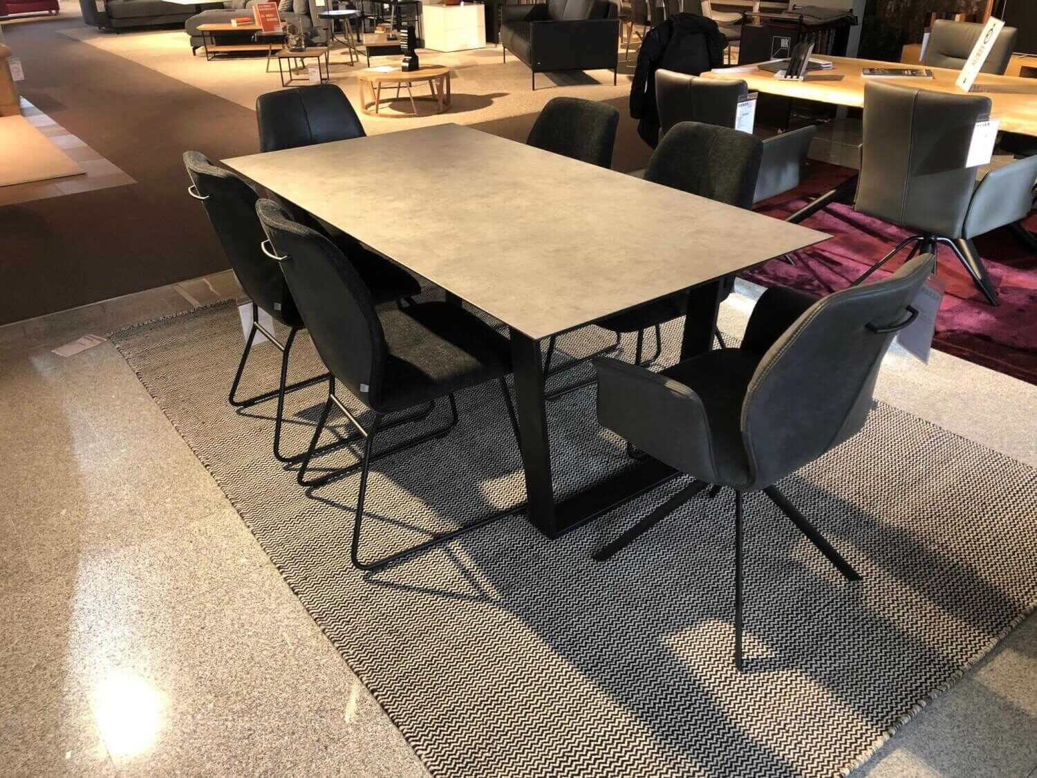 Essgruppe Dinner 5000 Tischplatte Zementdesign mit 6 Stühlen