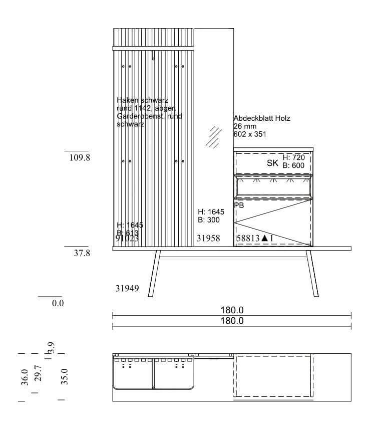 Sudbrock - Garderobe Fox Cosmos Schwarz Melamin Eiche Canyon - 7