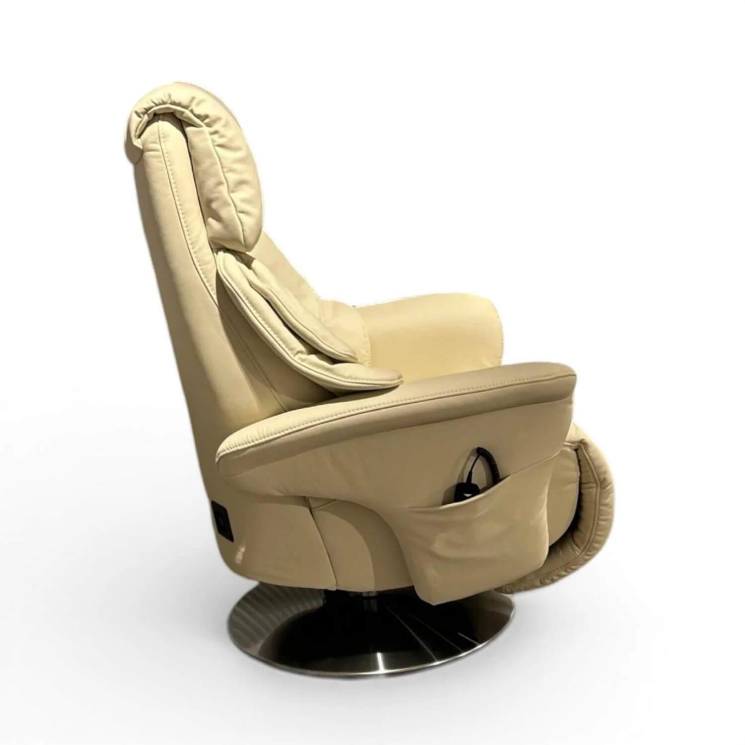 himolla - Sessel 7417 Easy-Swing Leder Longlife Auster Creme Tellerfuß Metall Edelstahloptik Inkl. 2-Motorische Aufstehhilfe - 2