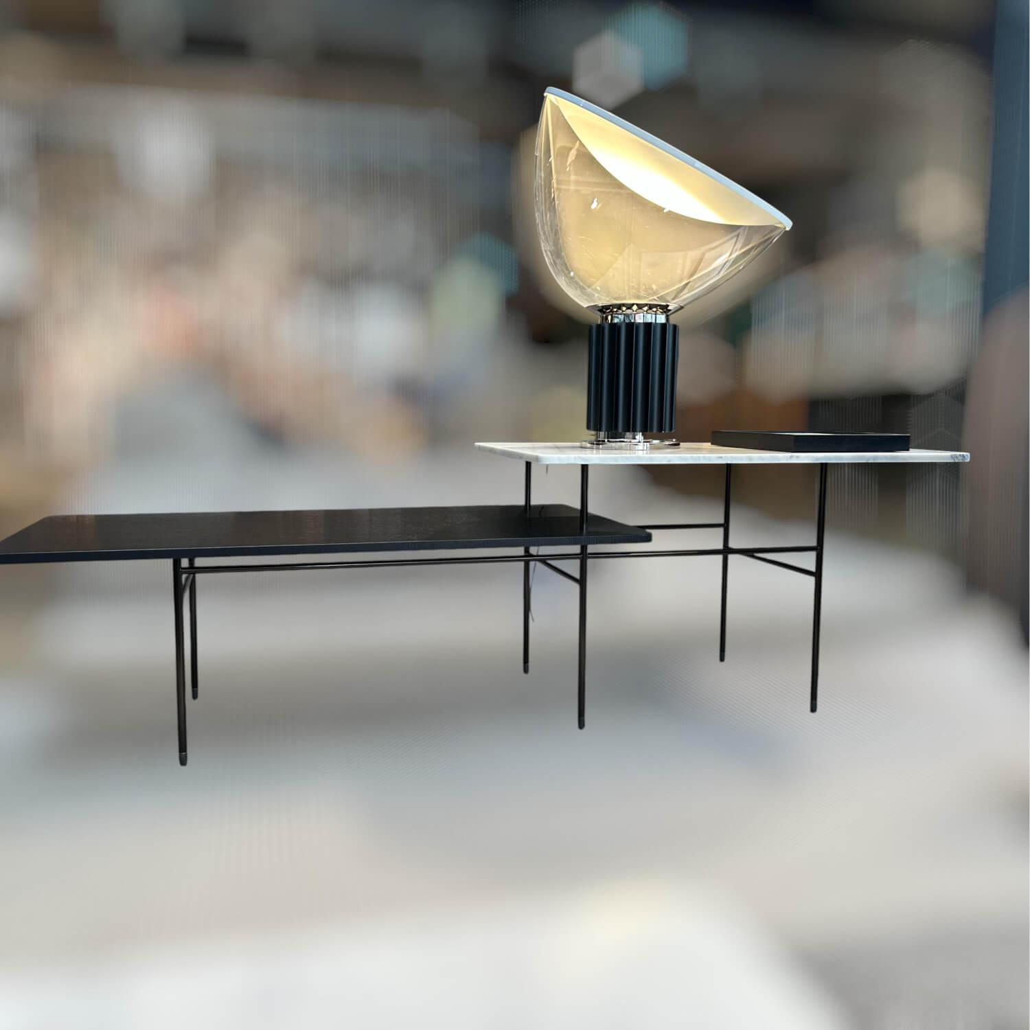 Minotti - Beistelltisch Lelong mit 2 Tischplatten, Platte Marmor Und Eschefurnier, Gestell Metall Pulverbeschichtet Black Coffee Schwarz - 5