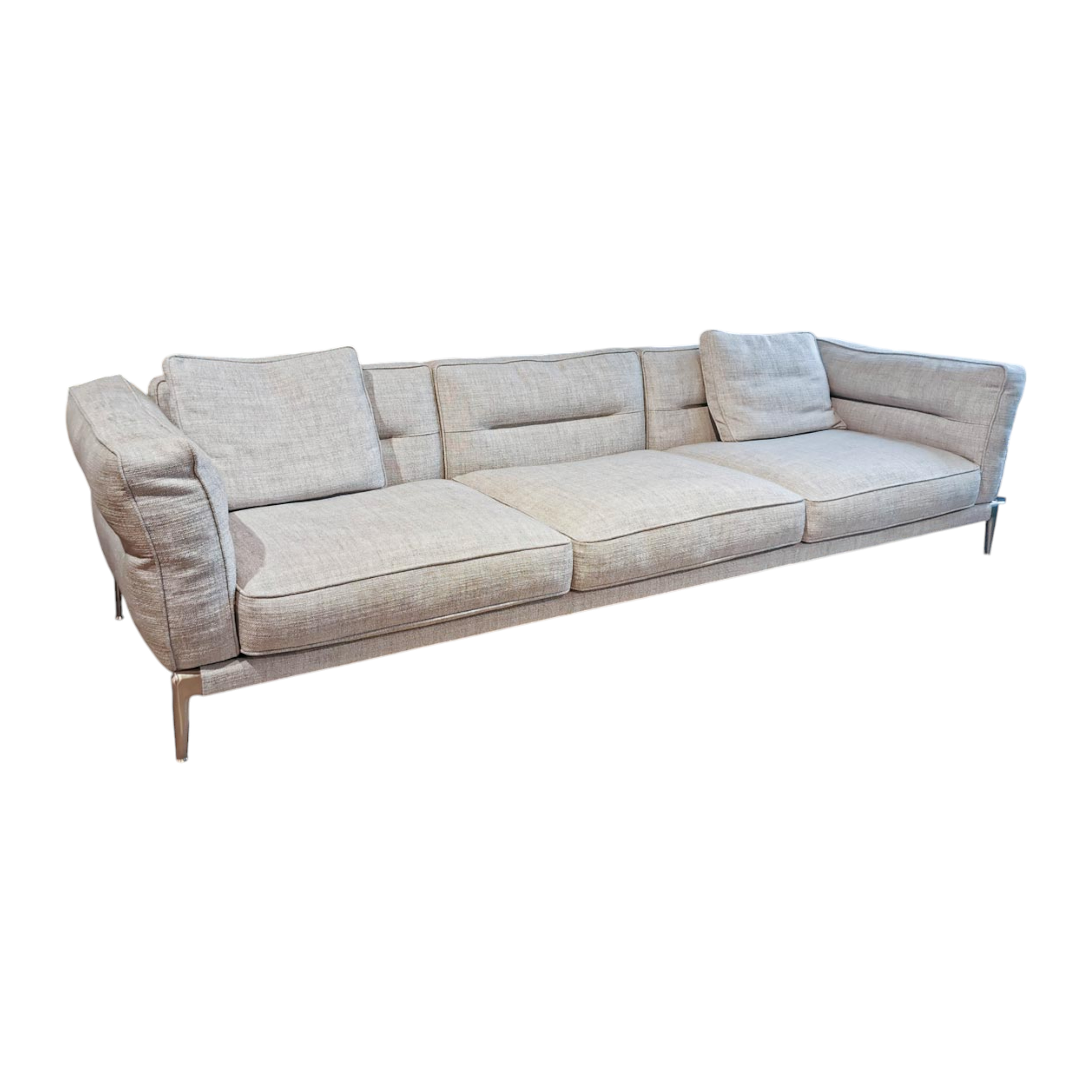 Flexform - Sofa Adda Stoff Topazio 990 Hellgrau Gestell Metall Satiniert Mit 2 Kissen - 1