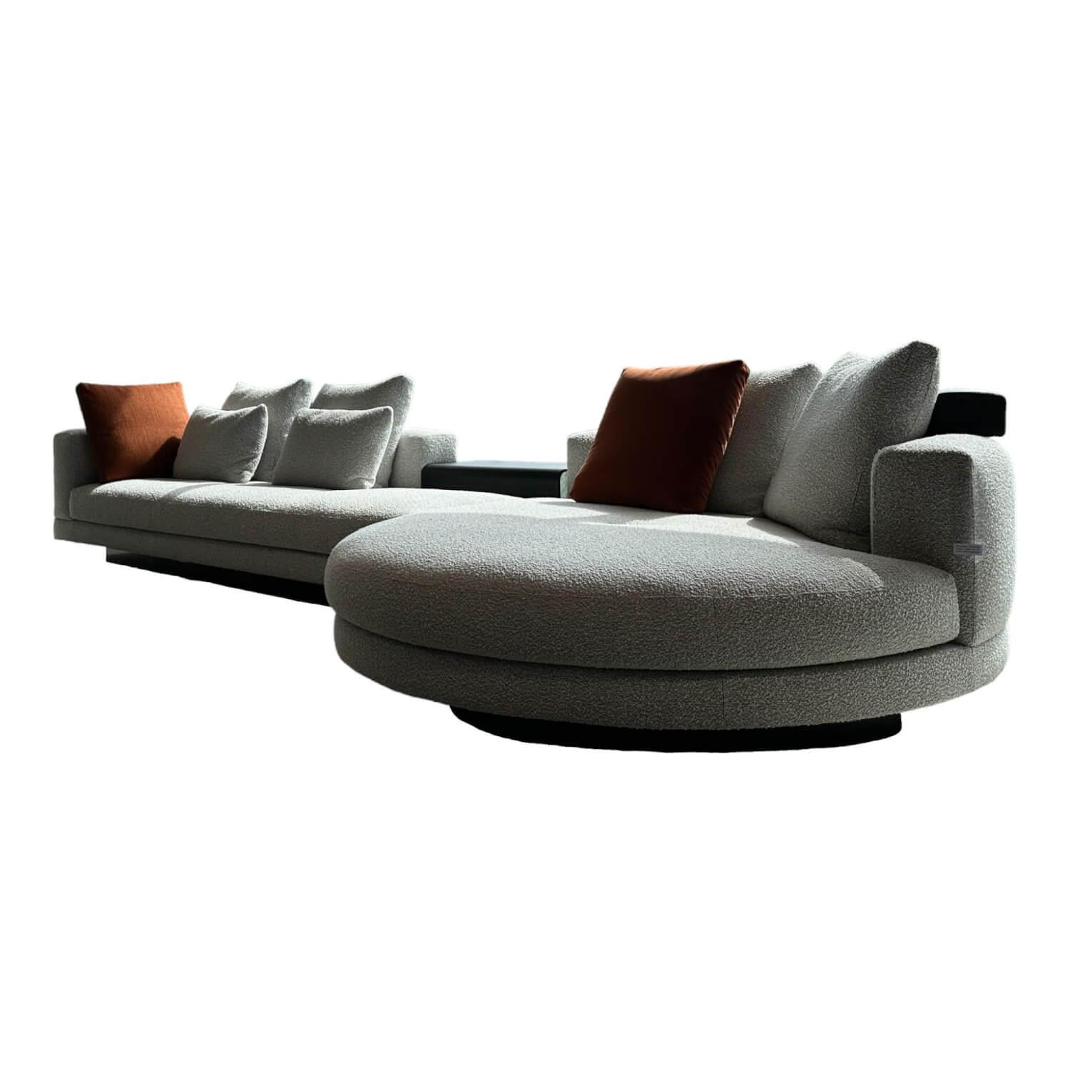 Minotti - Sofa Connery Stoff Orangerie 02 Cenere Grau Metall Glänzend Lackiert Brandy Mit Kunststoffgleitern - 1
