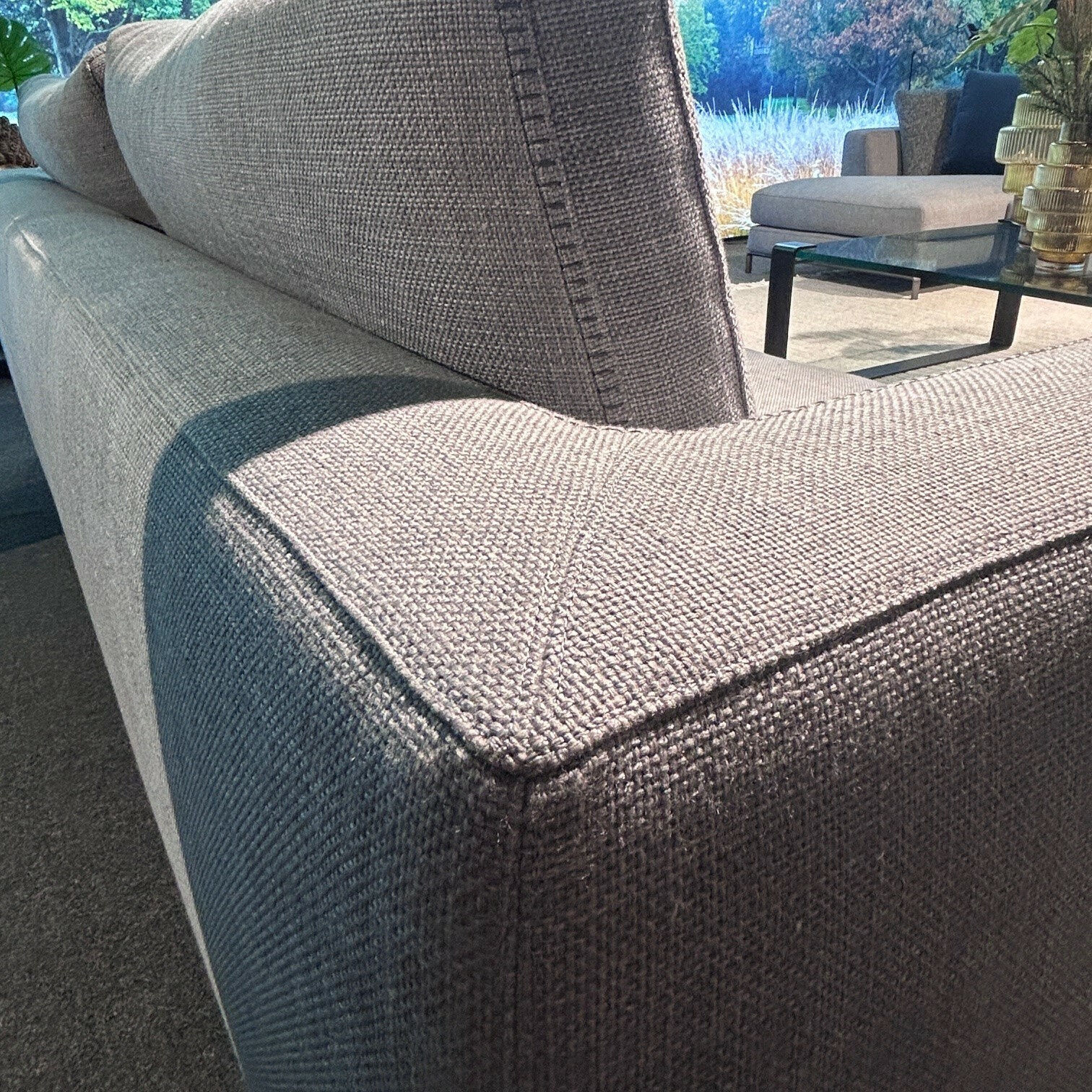 B&B Italia - Sofa Ray Stoff 2038258 Spora Stein Grau Füße Nickel Bronzefarben Inklusive Kissen - 4