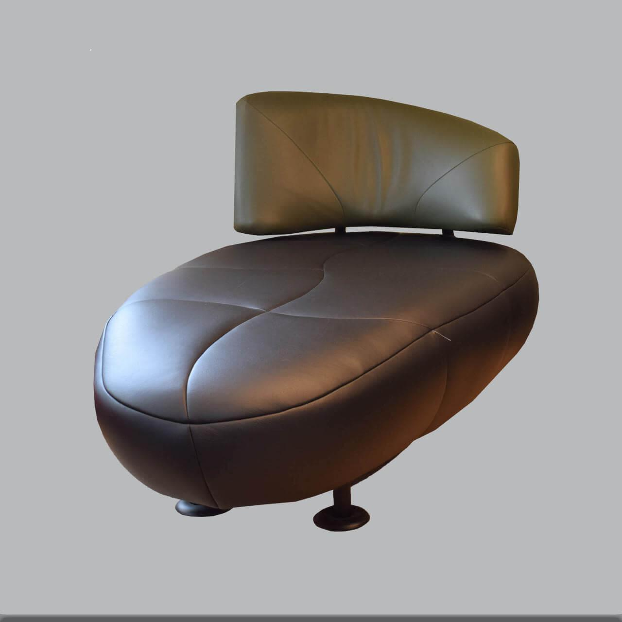 Leolux - Sessel Kikko Leder Ceras Sitz 1100 Peat Braun Rücken 4210 Leaf Grün Gestell Metall Epoxy Granite Grau - 3