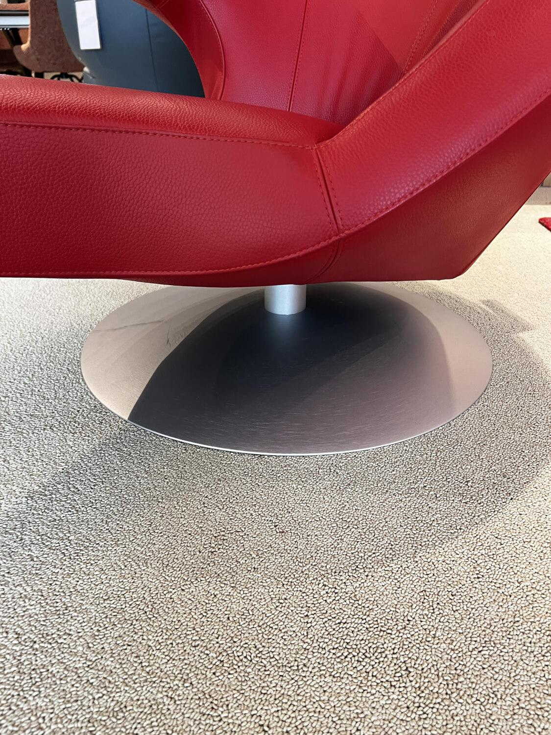 Leolux - Drehsessel Parabolica Leder 51877 Senso 1077 Ferrari Rot Tellerfuß Aluminium Gebürstet - 5