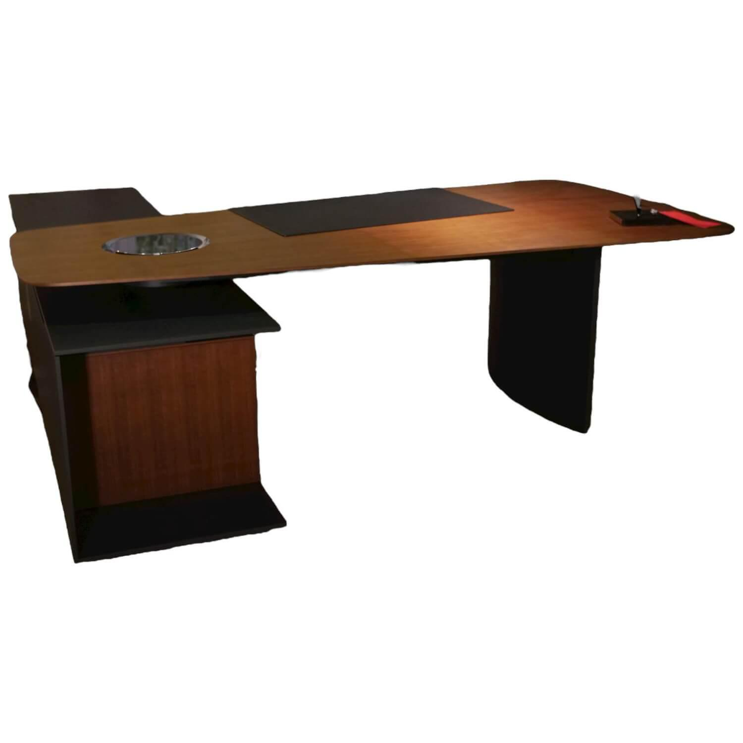 Walter Knoll - Keypiece Communication Desk Nussbaum Höhenverstellbar Mit Leder Ein- Und Auflagen - 1