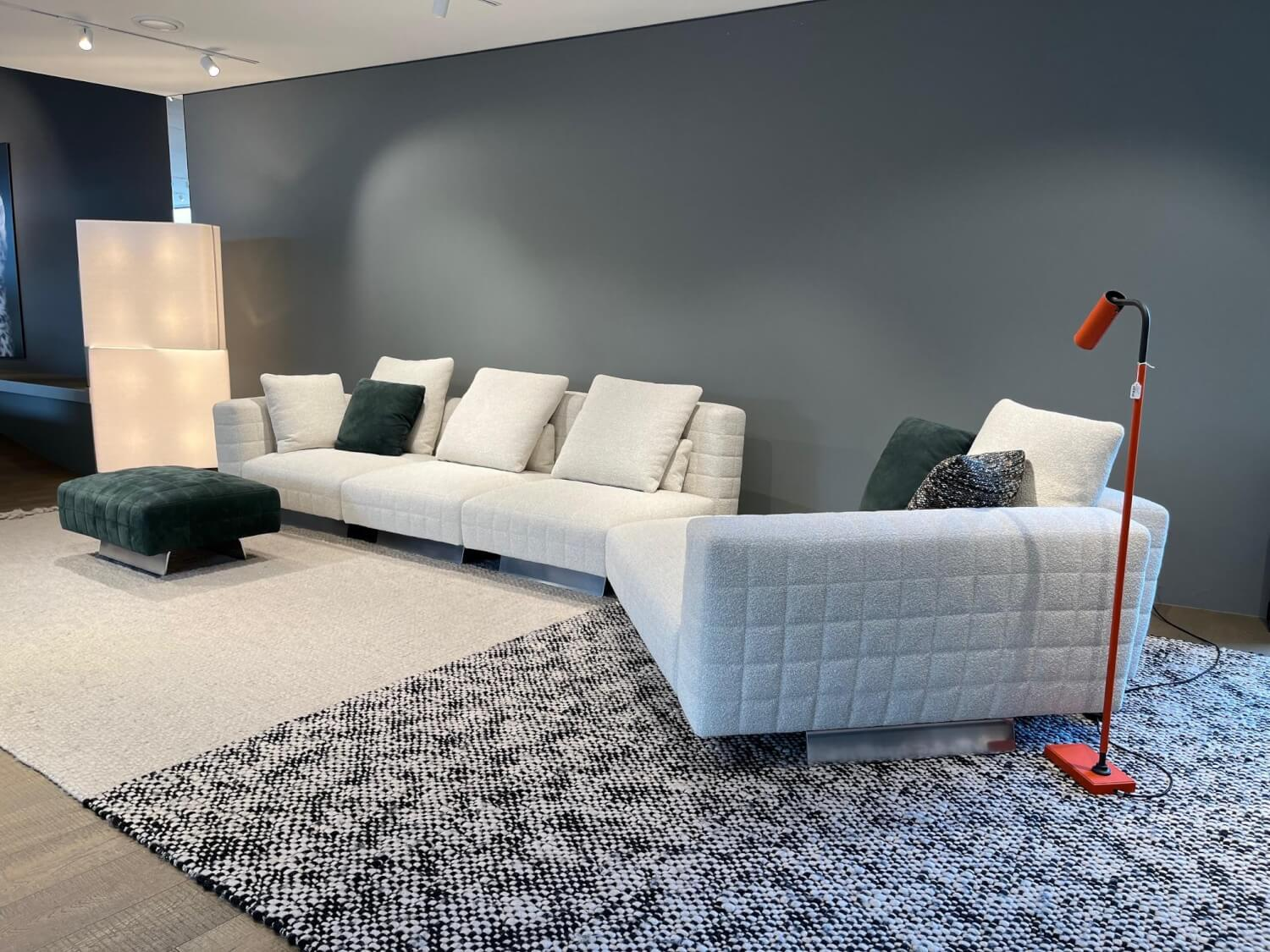 Minotti - Sofa Twiggy Stoff Sable 02 Ecru Weiß Gestell Aluminium Gebürstet Mit Sessel Und Bank - Exklusives Angebot, wenn weg dann weg -  - 6