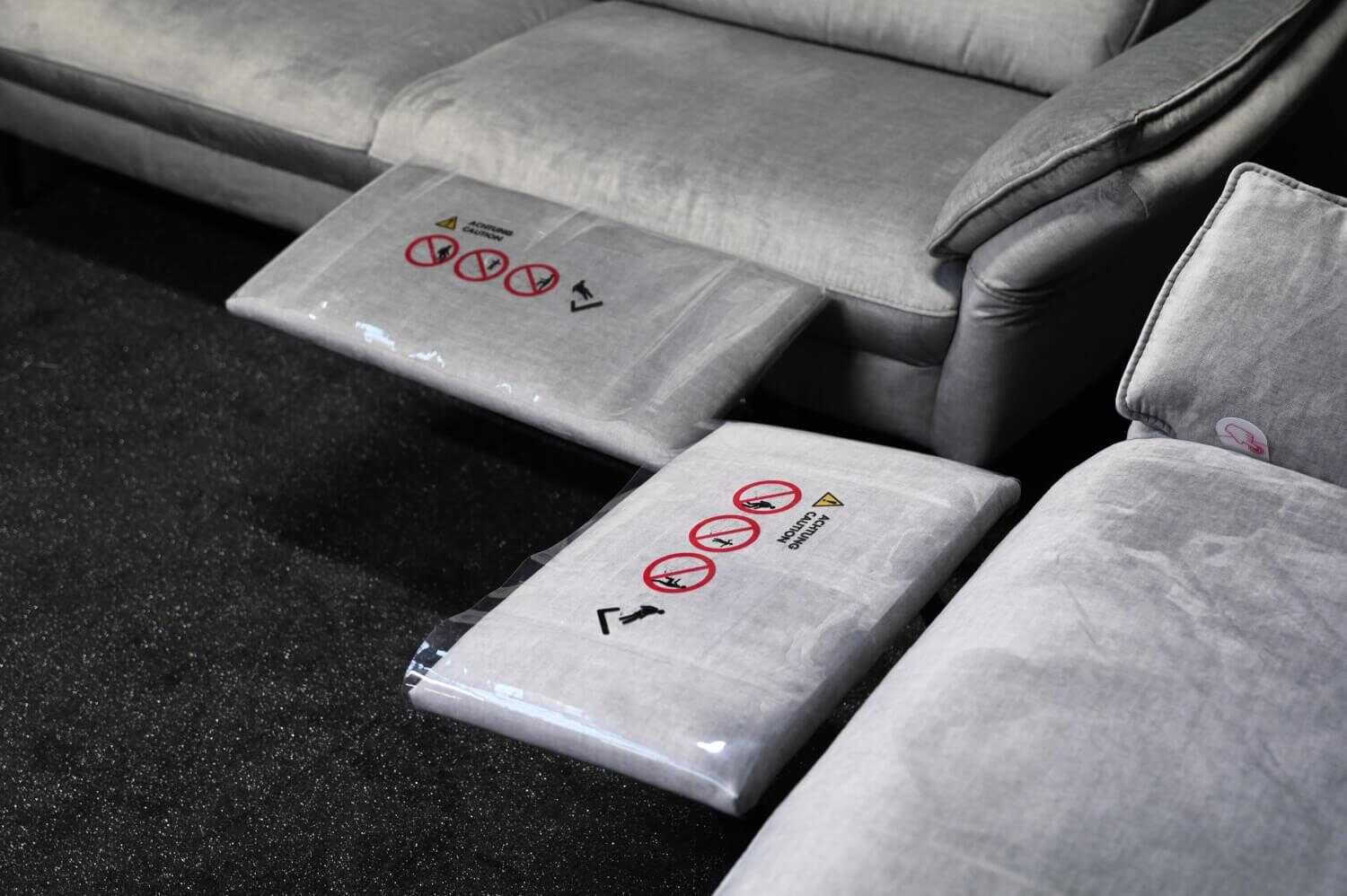 Sofa New York Stoff Joyce Silver 2,5-Sitzer und 3-Sitzer mit Elektrischer Relaxfunktion