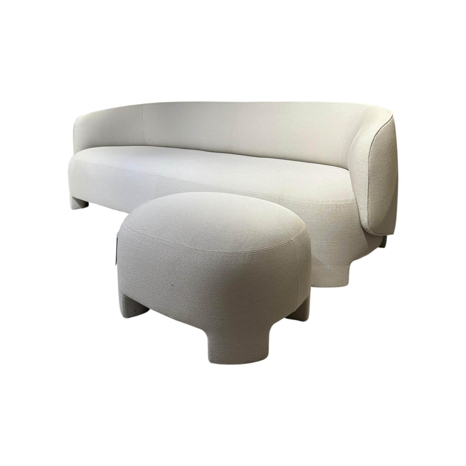 Ligne Roset - Sofa Taru Stoff Vidar Silice Beige Gestell Stahlrohr Inklusive Hocker - 1