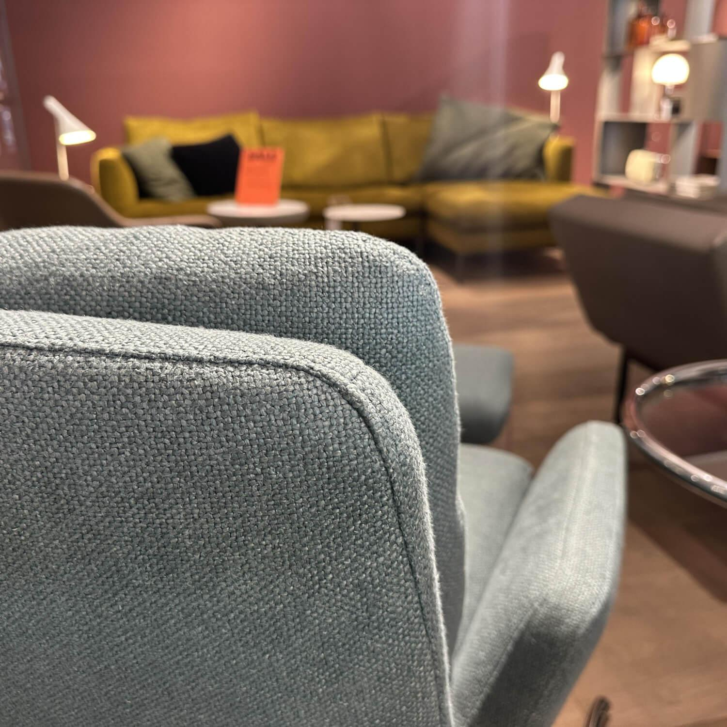 COR - Drehsessel Cordia 15122 Stoff 8310 Aquablau Gestell Aluminium Poliert Inklusive Hocker - 5