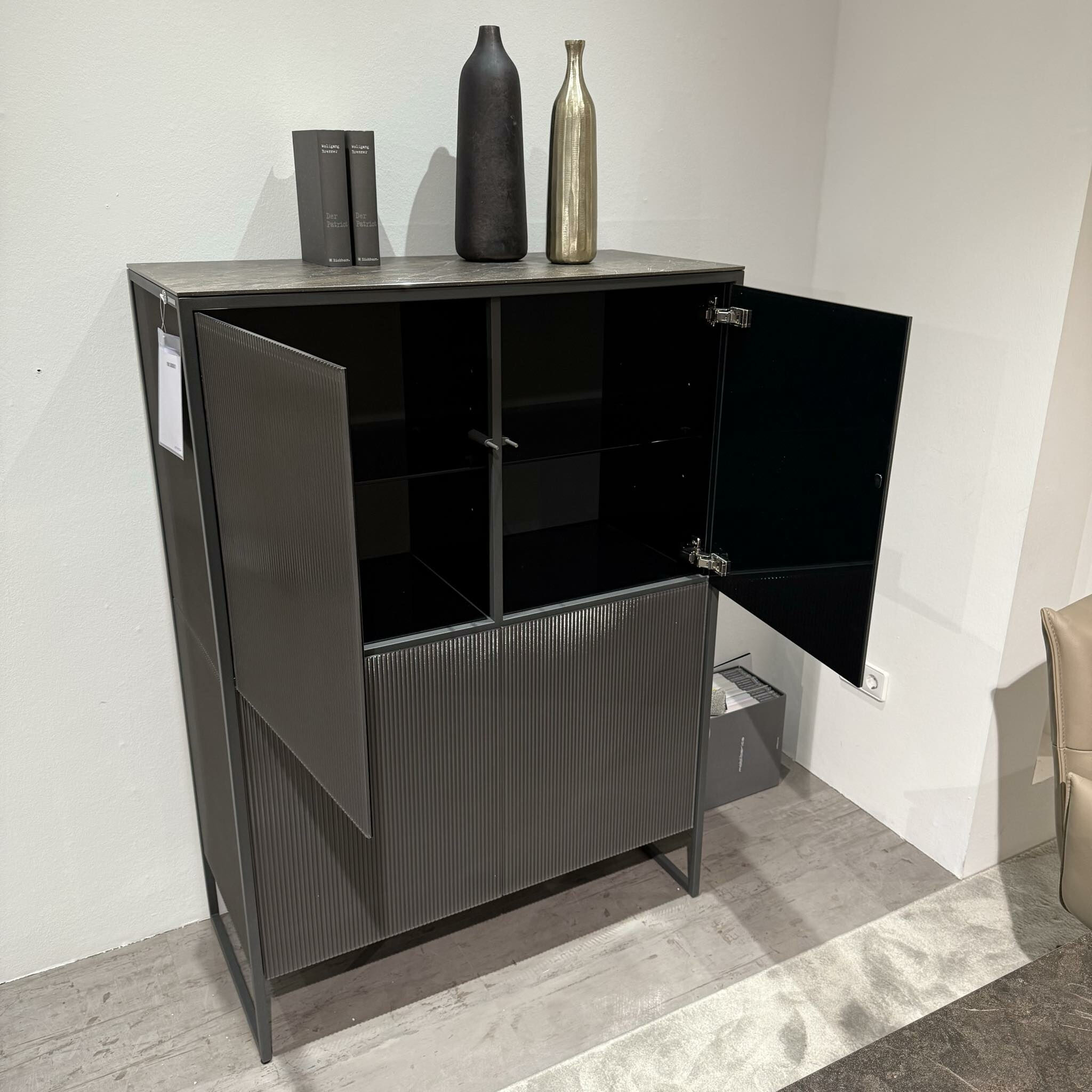 Mobliberica - Highboard Terra Body glas antraciet Framemateriaal antraciet - 2