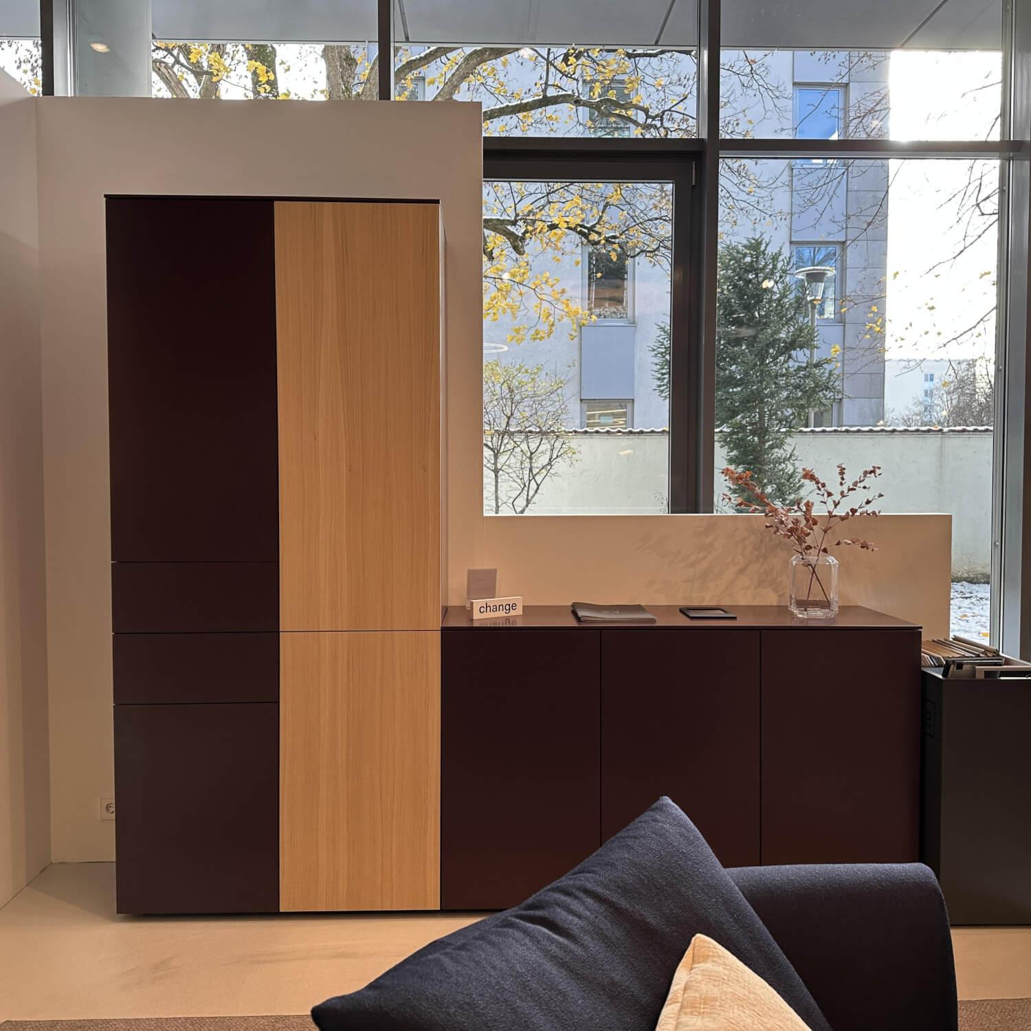 Interlübke - Wohnwand Cube Change Mattlack M41 Burgund Eiche mit Sideboard - 6