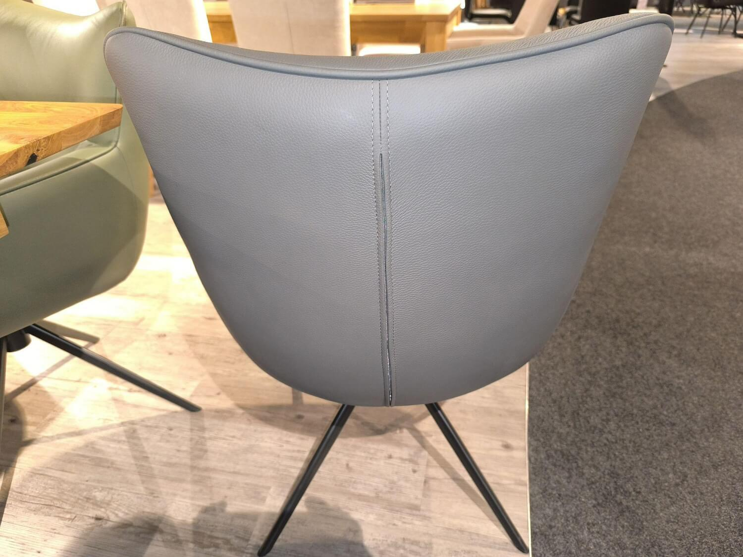 MCA - Essgruppe Paritta Limone 2 Stühle Leder Anthrazit Und Olive Grün Tisch Balkeneiche Massiv Gestell Metall Schwarz - 8