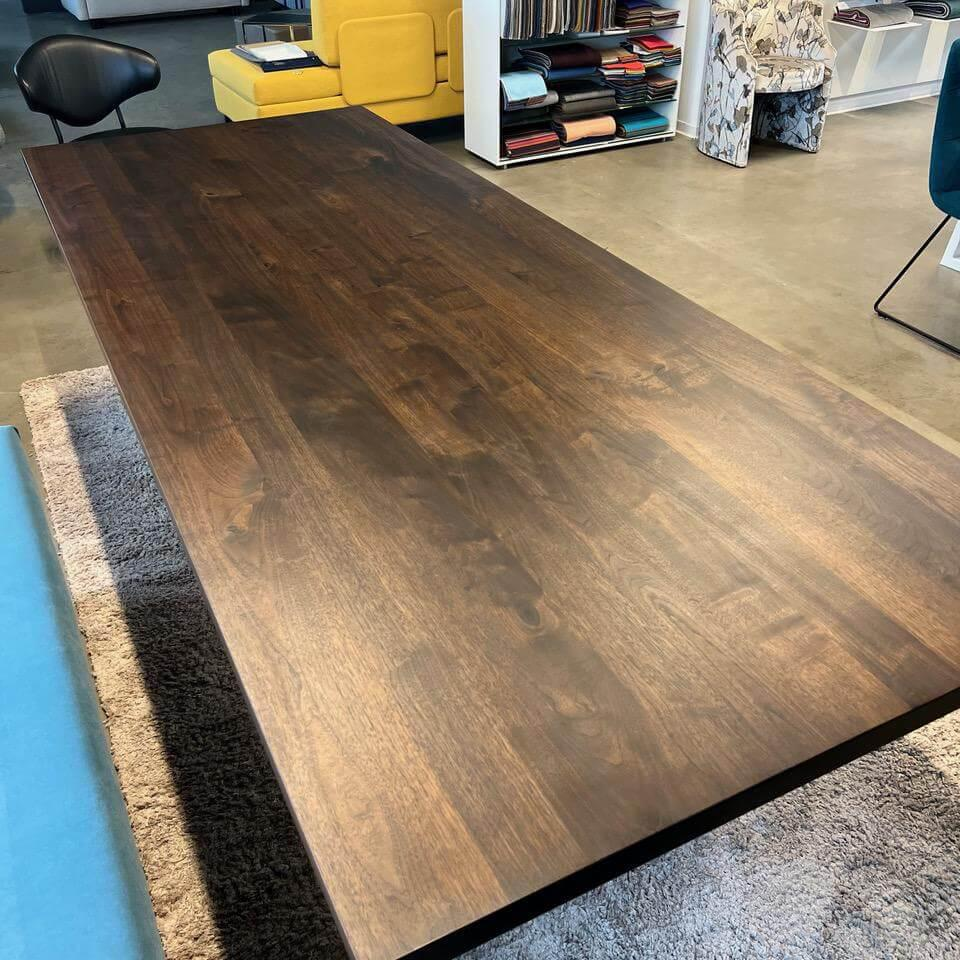 ASCO - Esstisch Lamello Nussbaum Rustikal Dunkel Geölt Fuß Wangen Schwarz Pulverbeschichtet - 2