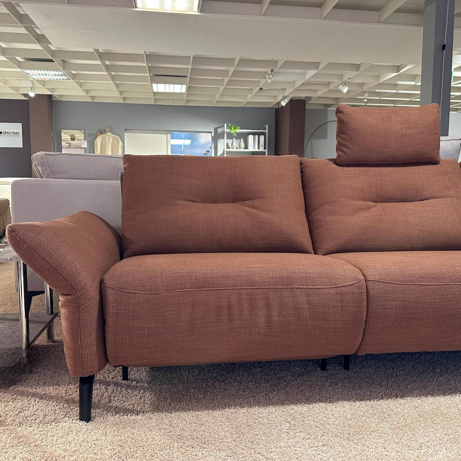 Global - Ecksofa Bahia Stoff S GFI154 08 Rot Braun Fuß S342 Schwarz Inklusive Nackenstütze - 7