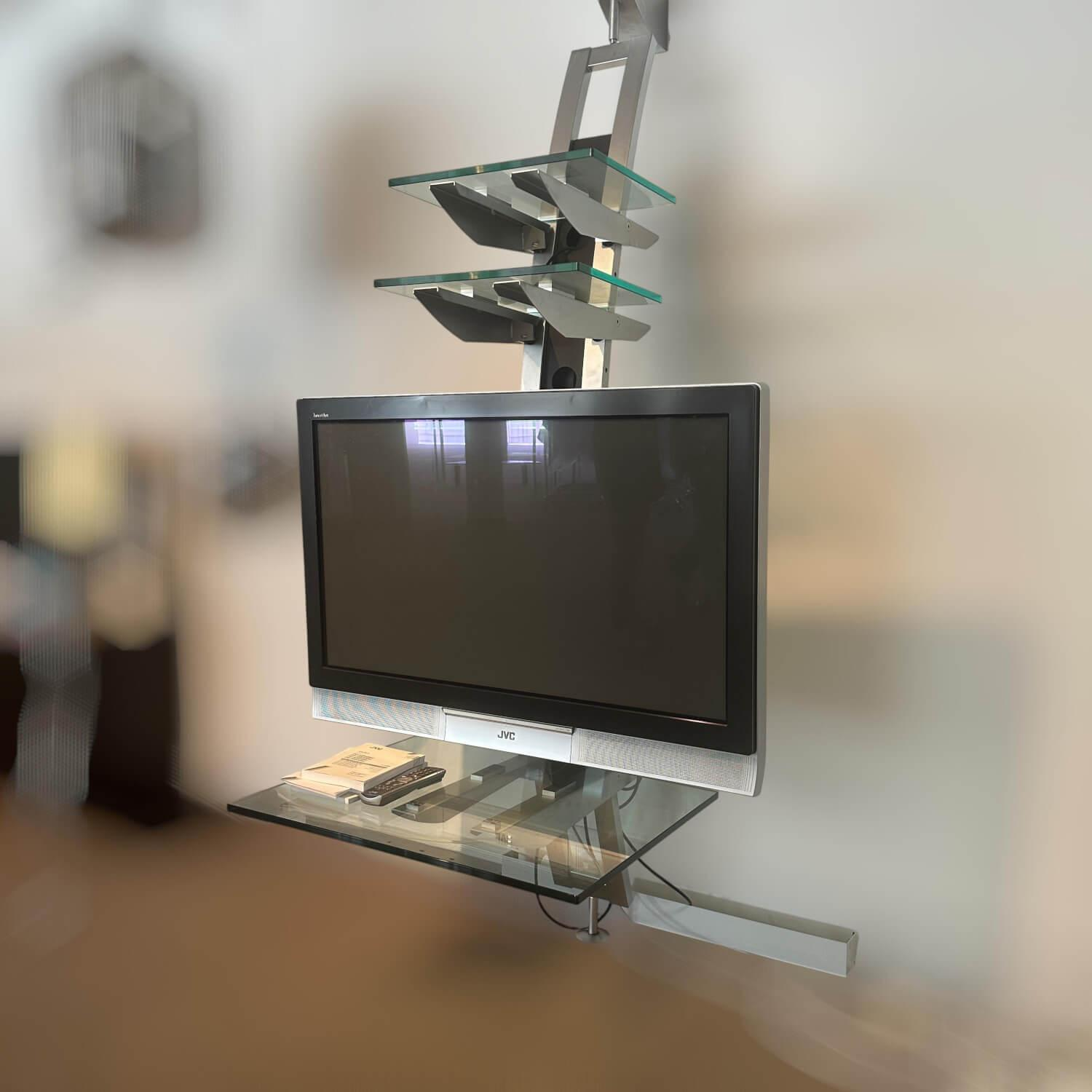 Bacher - Hifi TV Regal Dendera 2009 K15 Kristallglas Mit Metall Silber Drehbar Und Elektrisch Verstellbar - 4