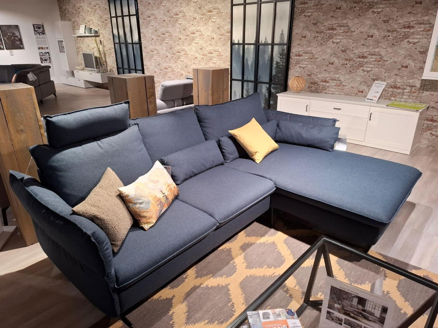 Carina - Ecksofa EM Marseille  Stoff Orlando Deep Ocean Blau Metallkufe Schwarz - 4