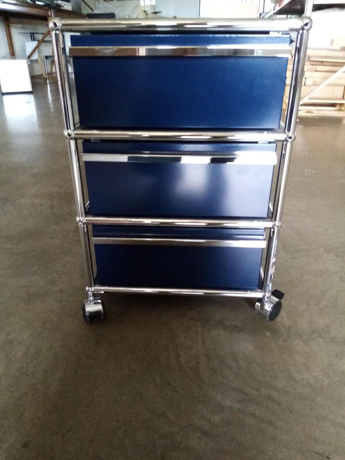 USM Haller - Rollcontainer Stahlblau Edelstahl - 4