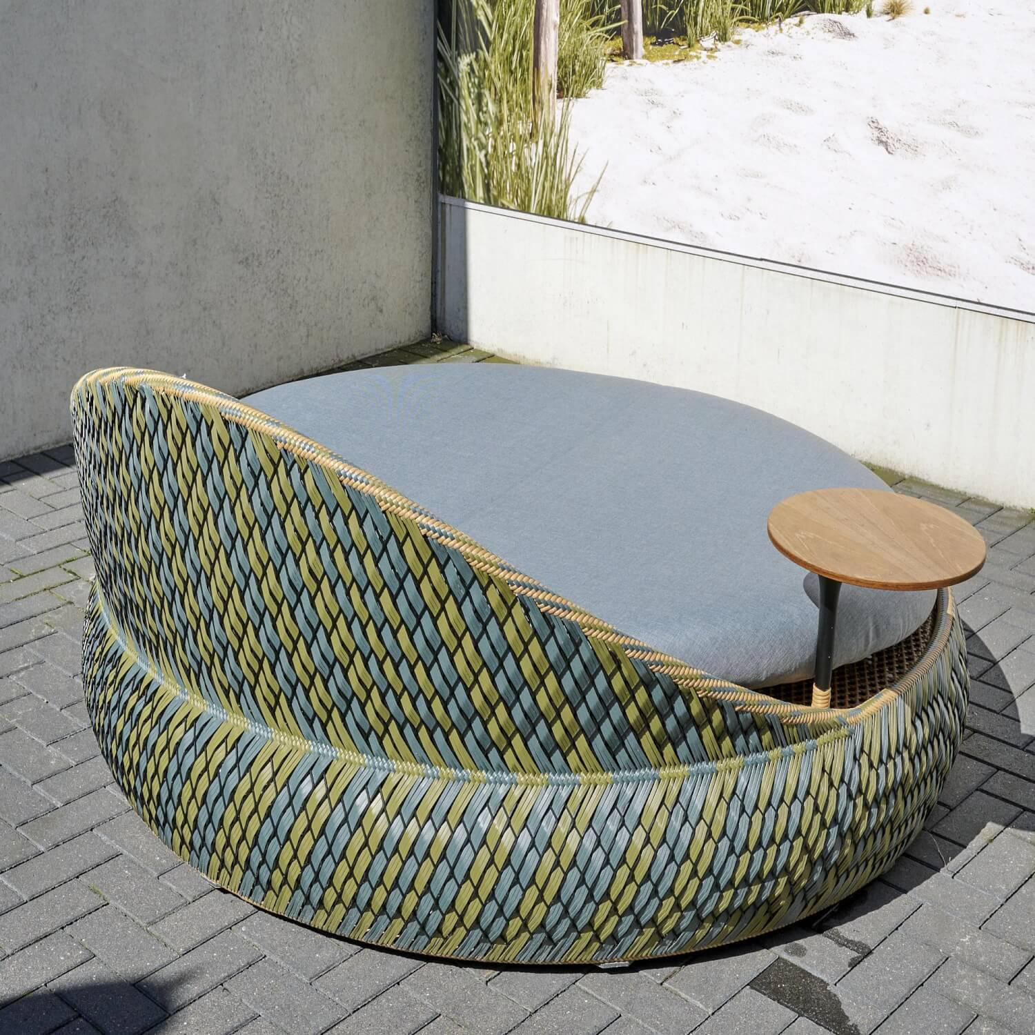 DEDON - Sofainsel / Daybed Dala Bezug Stoff Twist Dark Turquoise Geflecht Dedon-Faser Ubud - 8