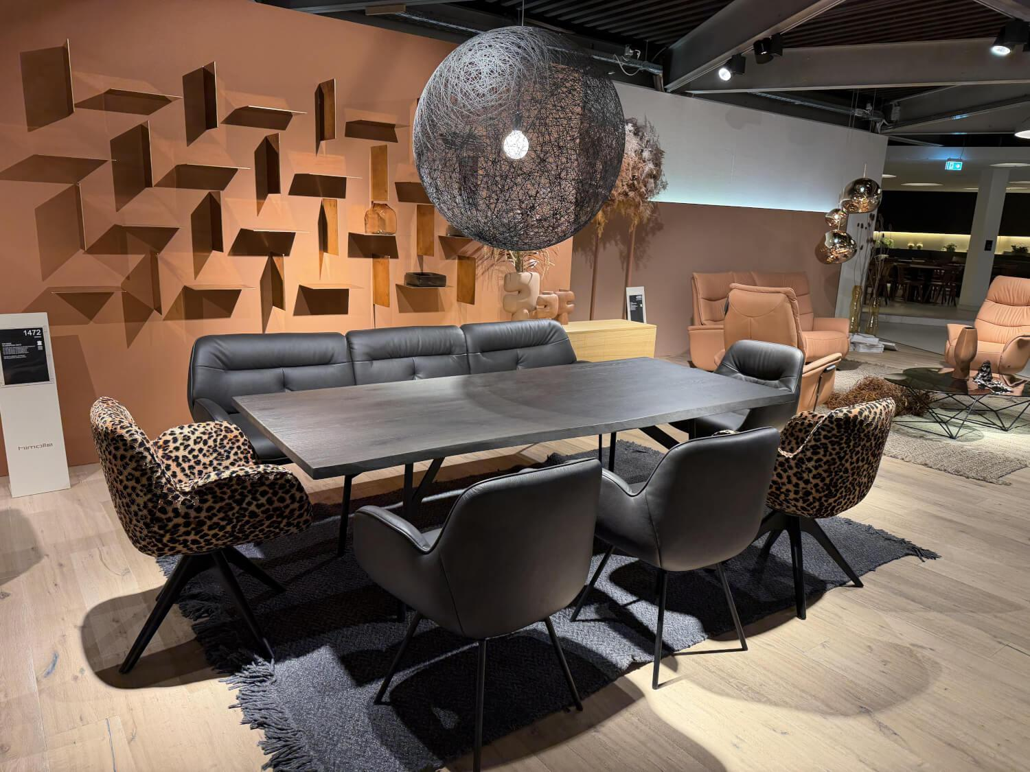 himolla - Bank Dining 1472 Leder 35 Mariposa Onyx Schwarz Gestell Metall Anthrazit Pulverbeschichtet - 5