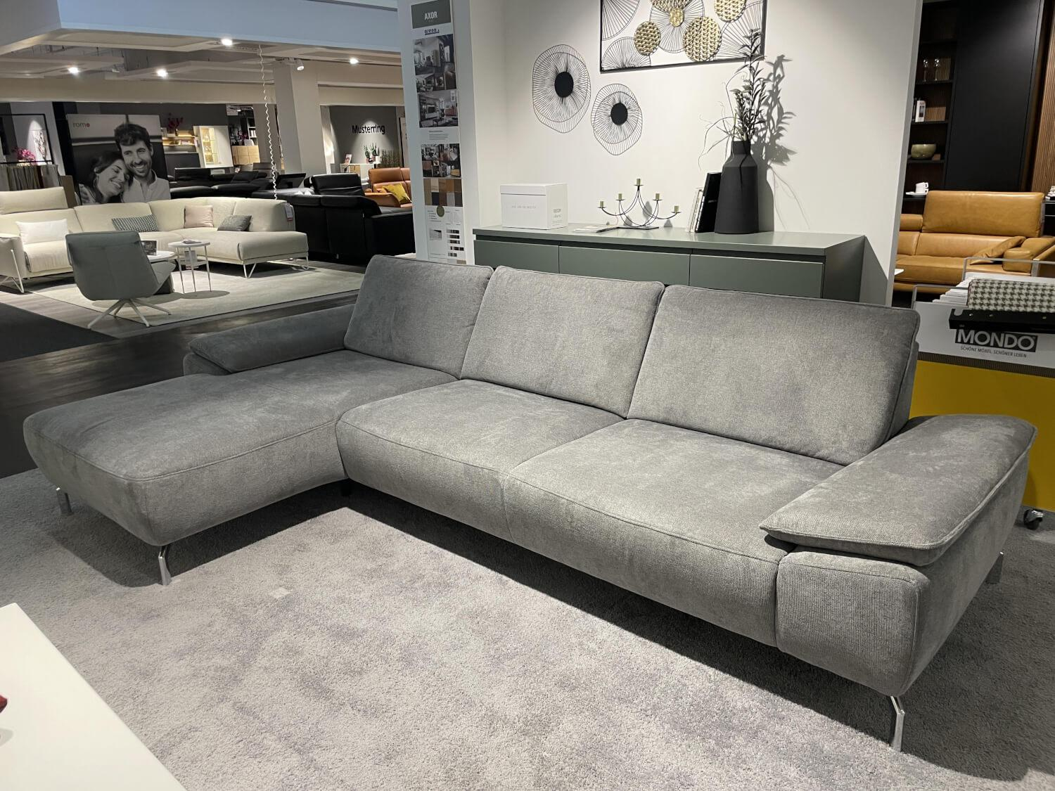 Musterring - Ecksofa MR 270 R Stoff Cyber Grey Grau Metallfuß Verchromt Inklusive Hocker - 11