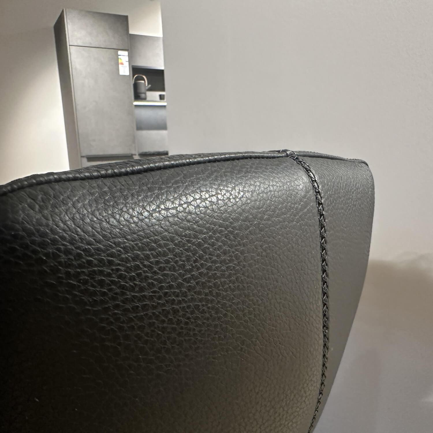 Leolux - 2er-Set Barhocker Caron Leder Senso 1000 Schwarz Gestell Epoxy Granite Anthrazit Matt - 2