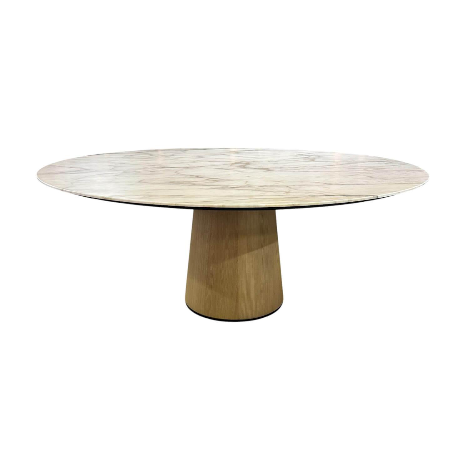 Porro - Esstisch Materic Platte Marmor Calacatta Oro Weiß Grau Matt Beschichtet Gestell Esche Natur - 1