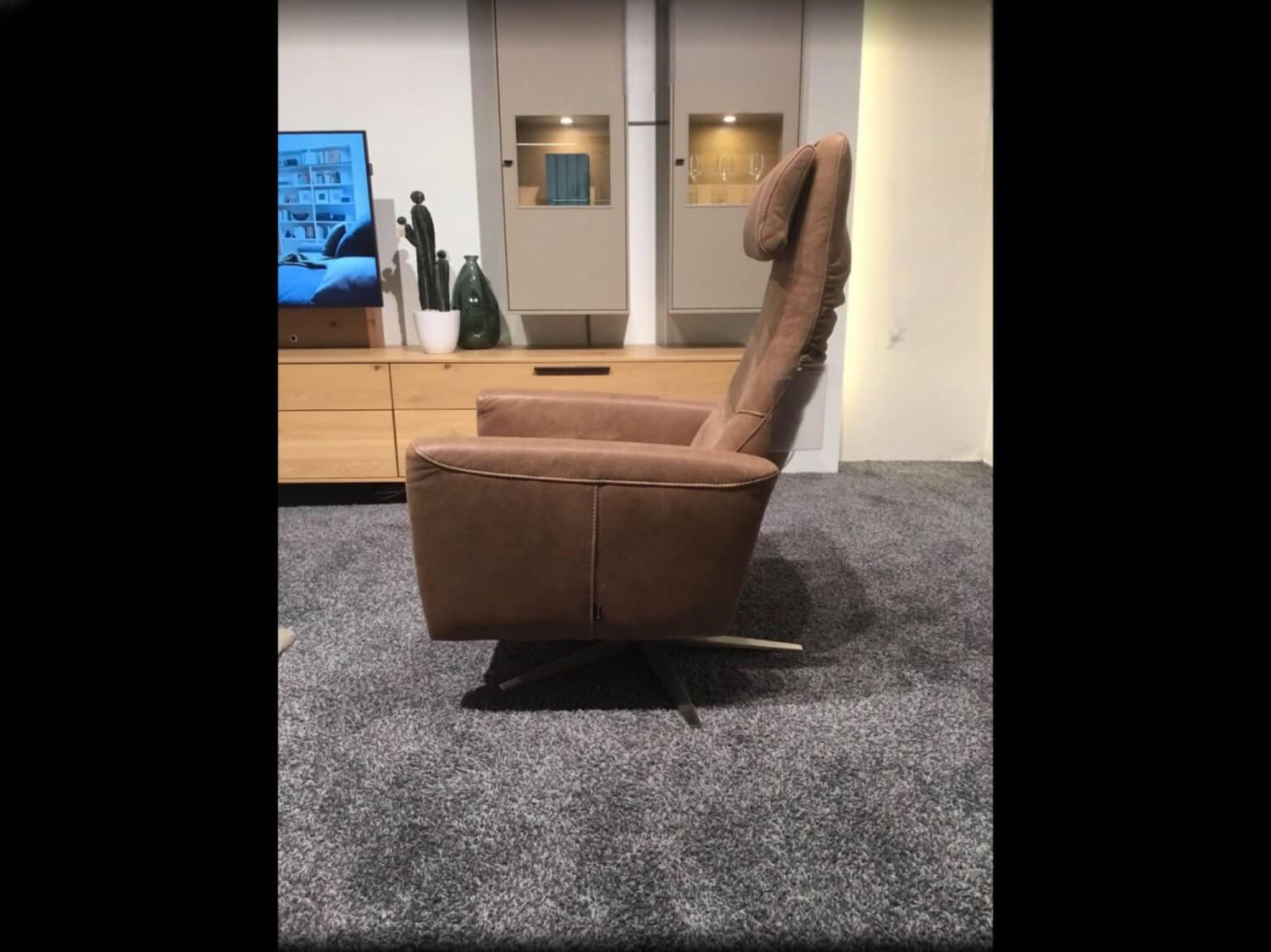 Musterring - Relaxsessel MR 261 Leder Aurelia Chai Braun Sternfuß Edelstahl - 4