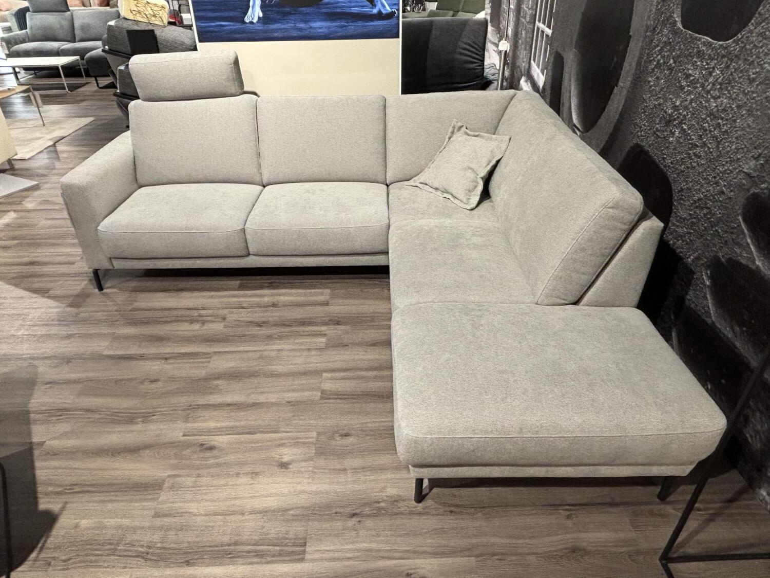 DFM - Ecksofa Murano Stoff Louis 124a Steel Grau Füße Metall Schwarz Pulverbeschichtet Inklusive Kissen Und Kopfstütze - 4