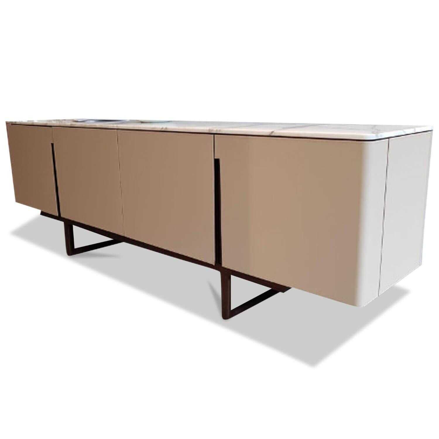 Poltrona Frau - Sideboard Fidelio mit Lederbezug Beige - 1