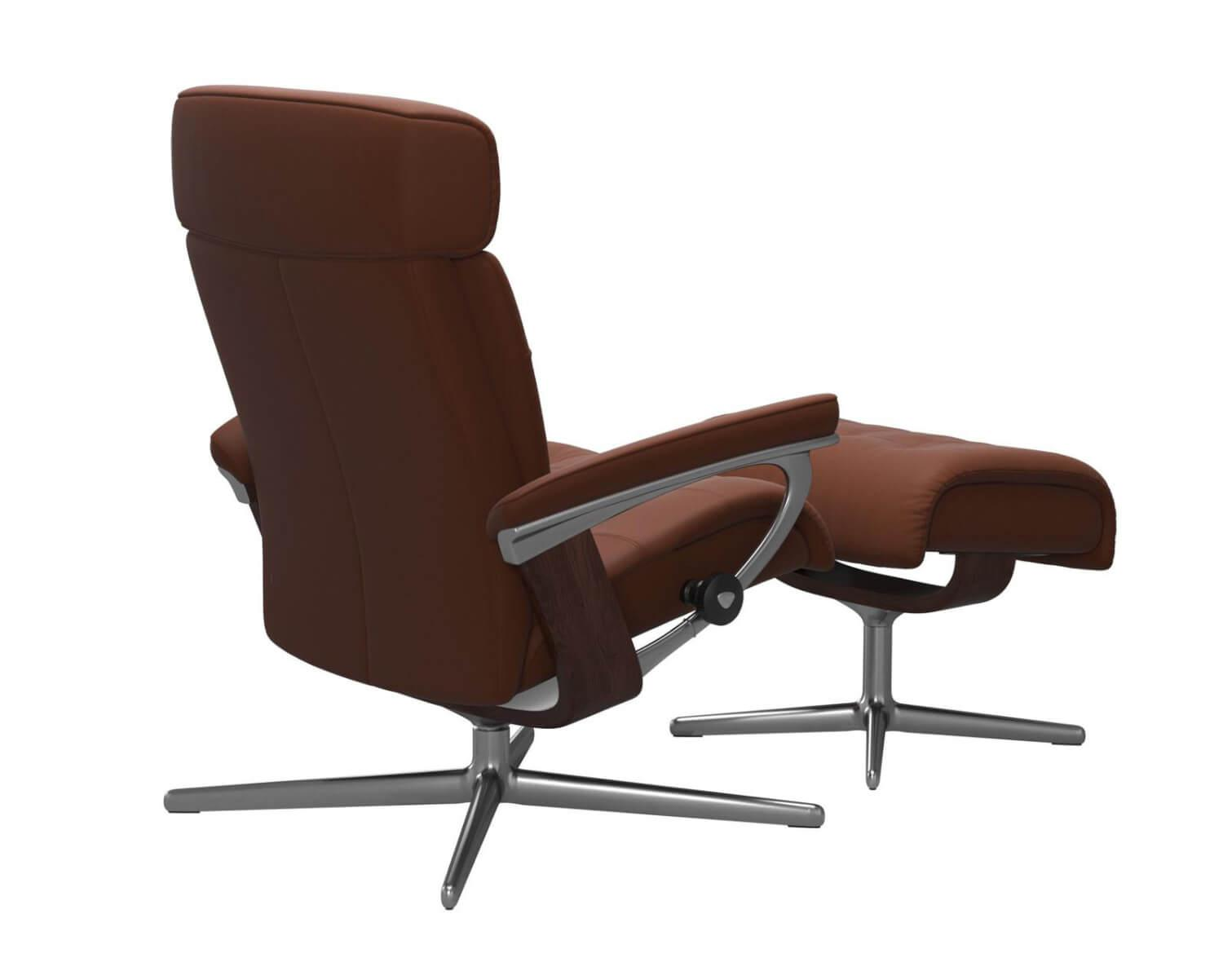 Stressless - Sessel Erik M Leder Paloma 094 33 Espresso Base Cross 40 Alu Holz 03 Braun Mit Hocker - 4